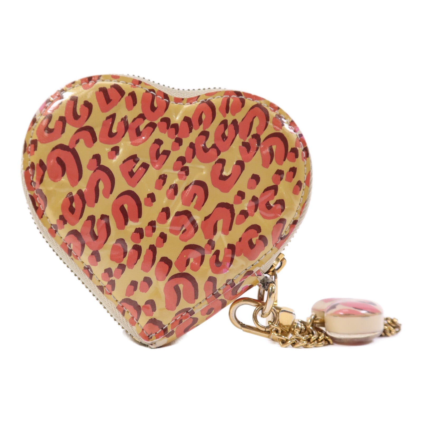 LOUIS VUITTON Vernis Leopard Porte Monnaie Coeur Broncorail金扣零錢包