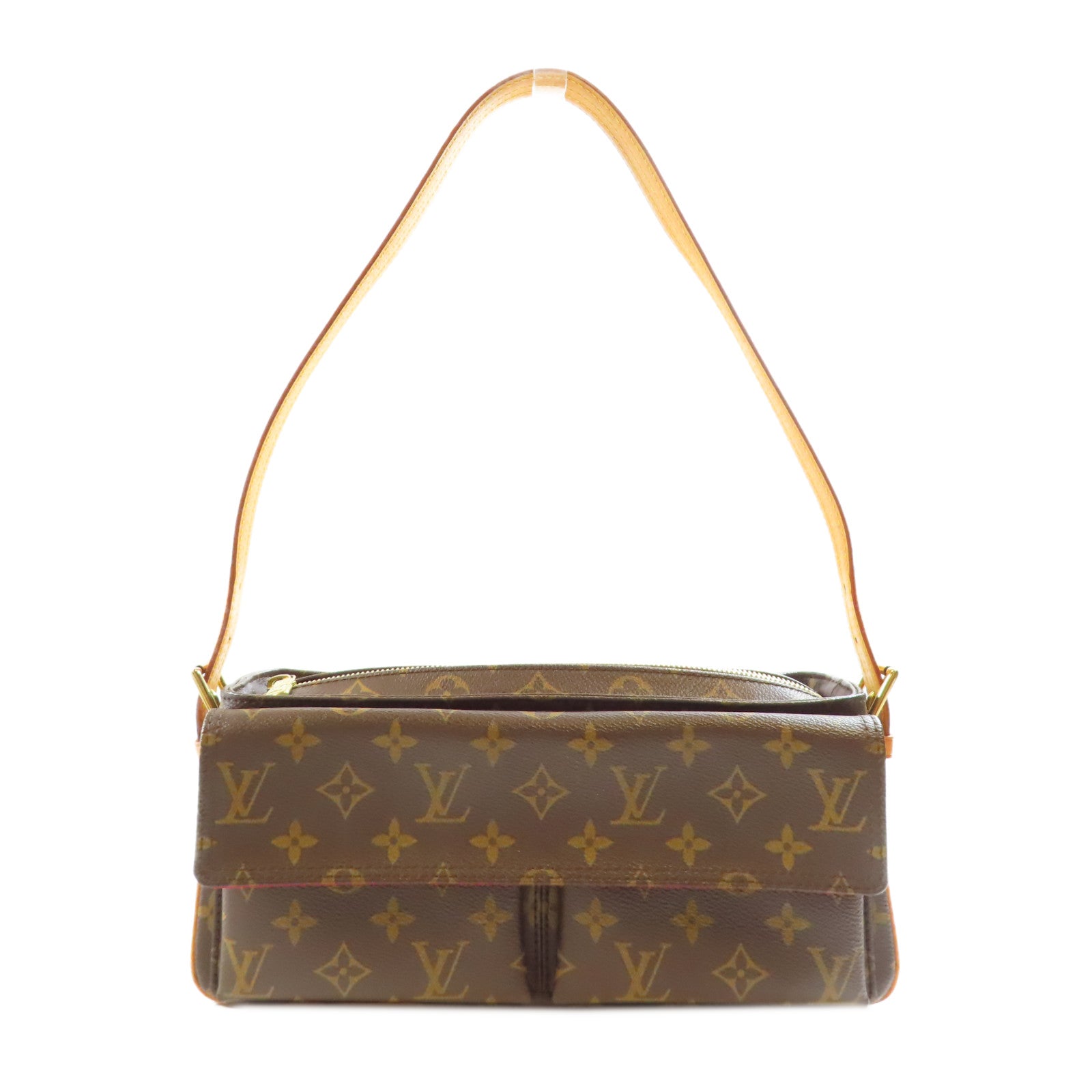 LOUIS VUITTON Monogram Viva Cite MM金扣肩背袋棕色