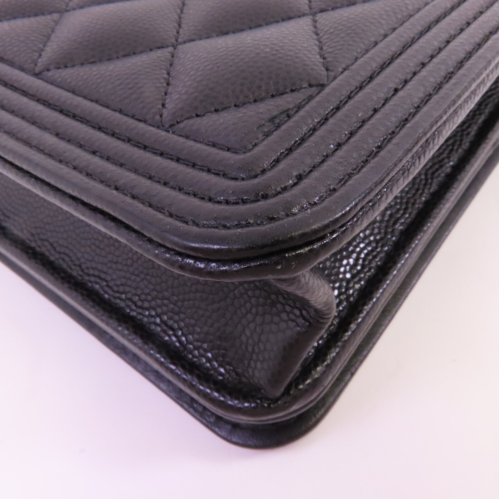 CHANEL 牛皮皮革Boy WOC Wallet On Chain金扣鏈帶肩背袋