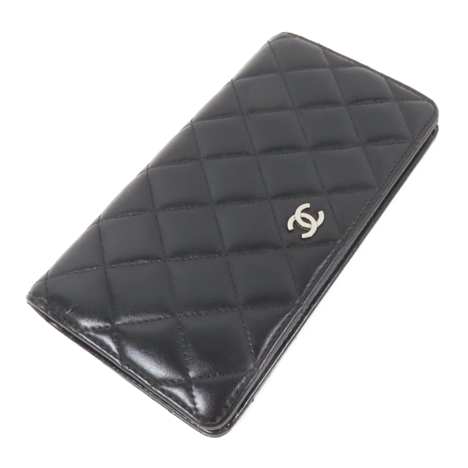 CHANEL 羊皮皮革Long Wallet銀扣長錢包