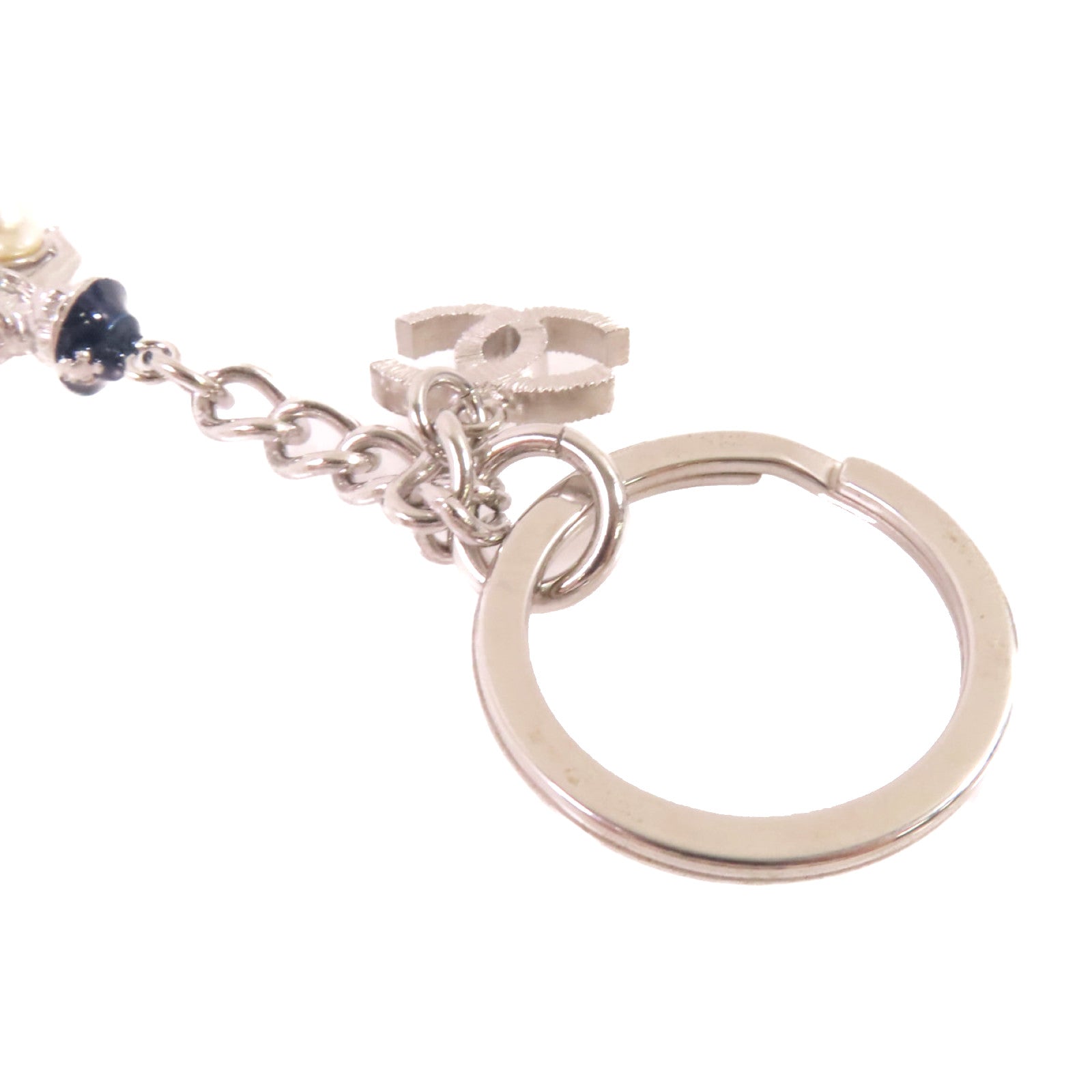 CHANEL 金屬/仿珍珠Key Ring銀扣鎖匙扣/掛飾
