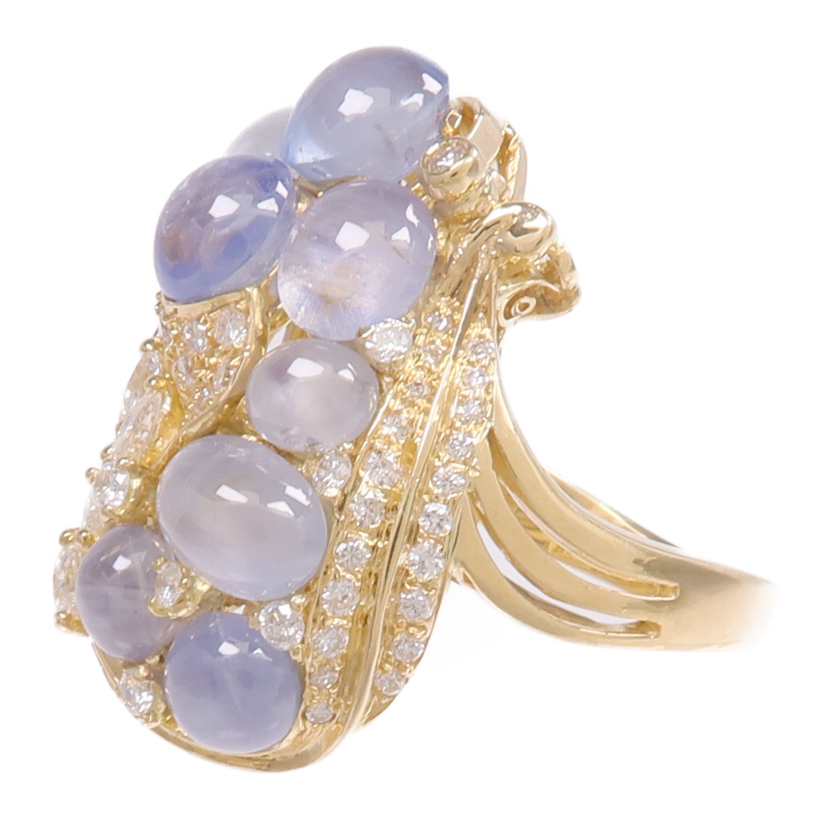 JEWELRY 【激減優惠】18K黃金Star Sapphire Diamond Ring星光藍寶石/鑽石戒指US#5.5