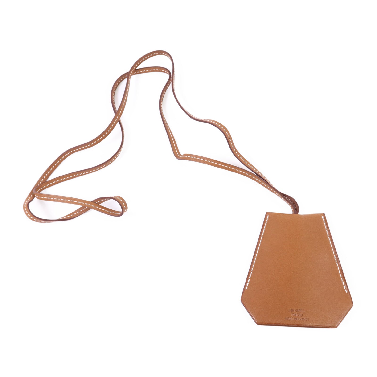 HERMES Barenia皮革Clochette項鍊Gold