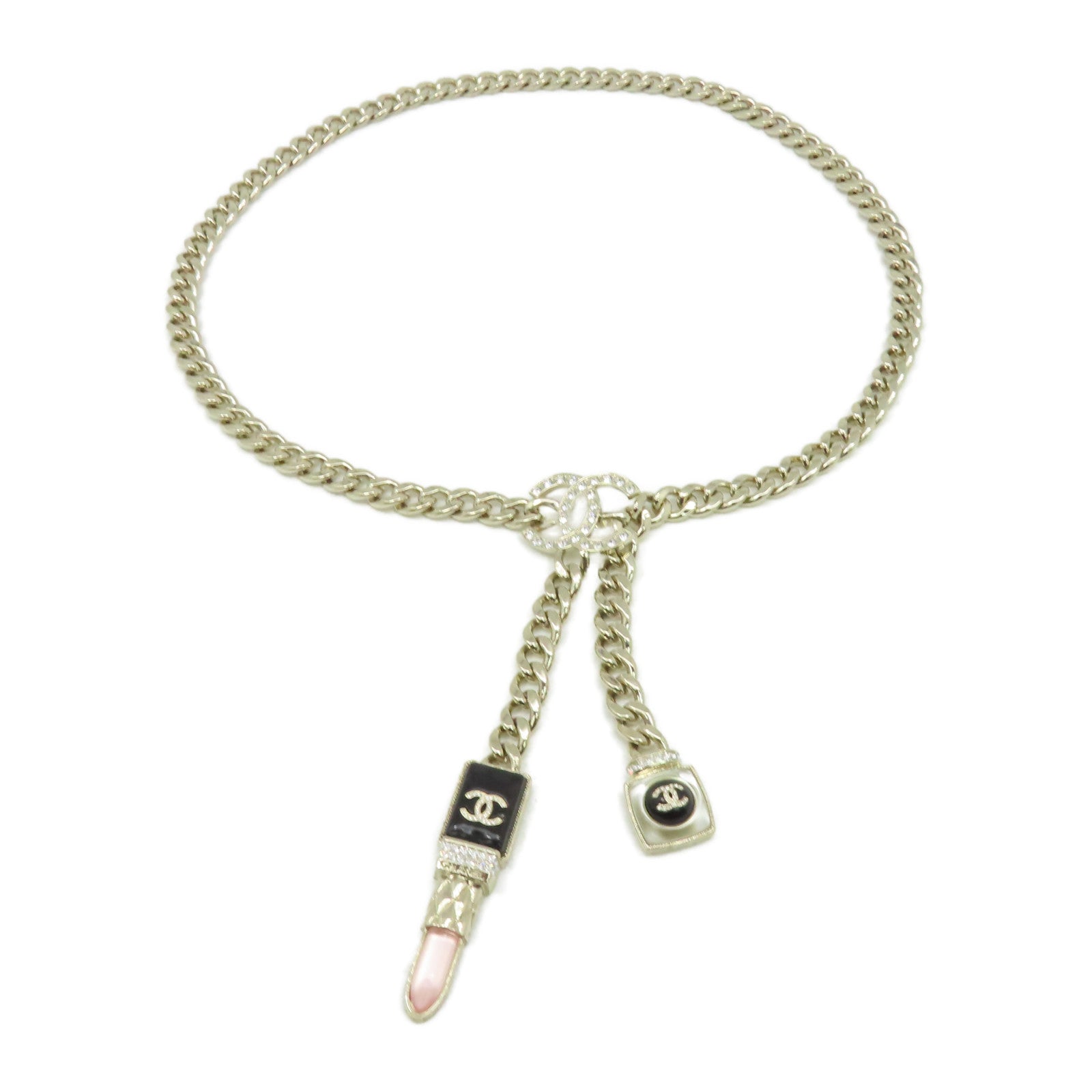 CHANEL 【激減優惠】金屬Fancy Belt金扣皮帶金色
