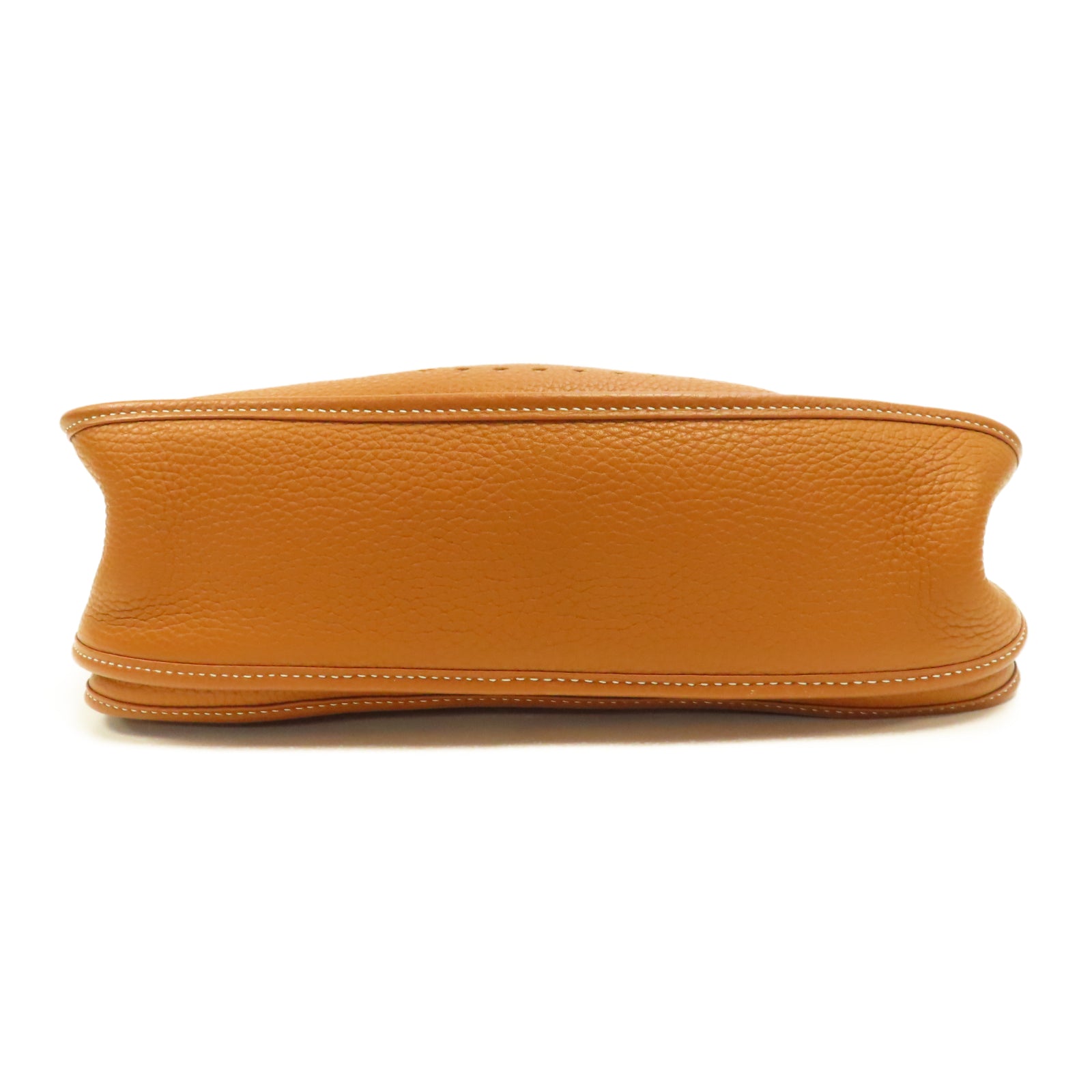 HERMES Clemence皮革Evelyne GM銀扣肩背袋經典駝色