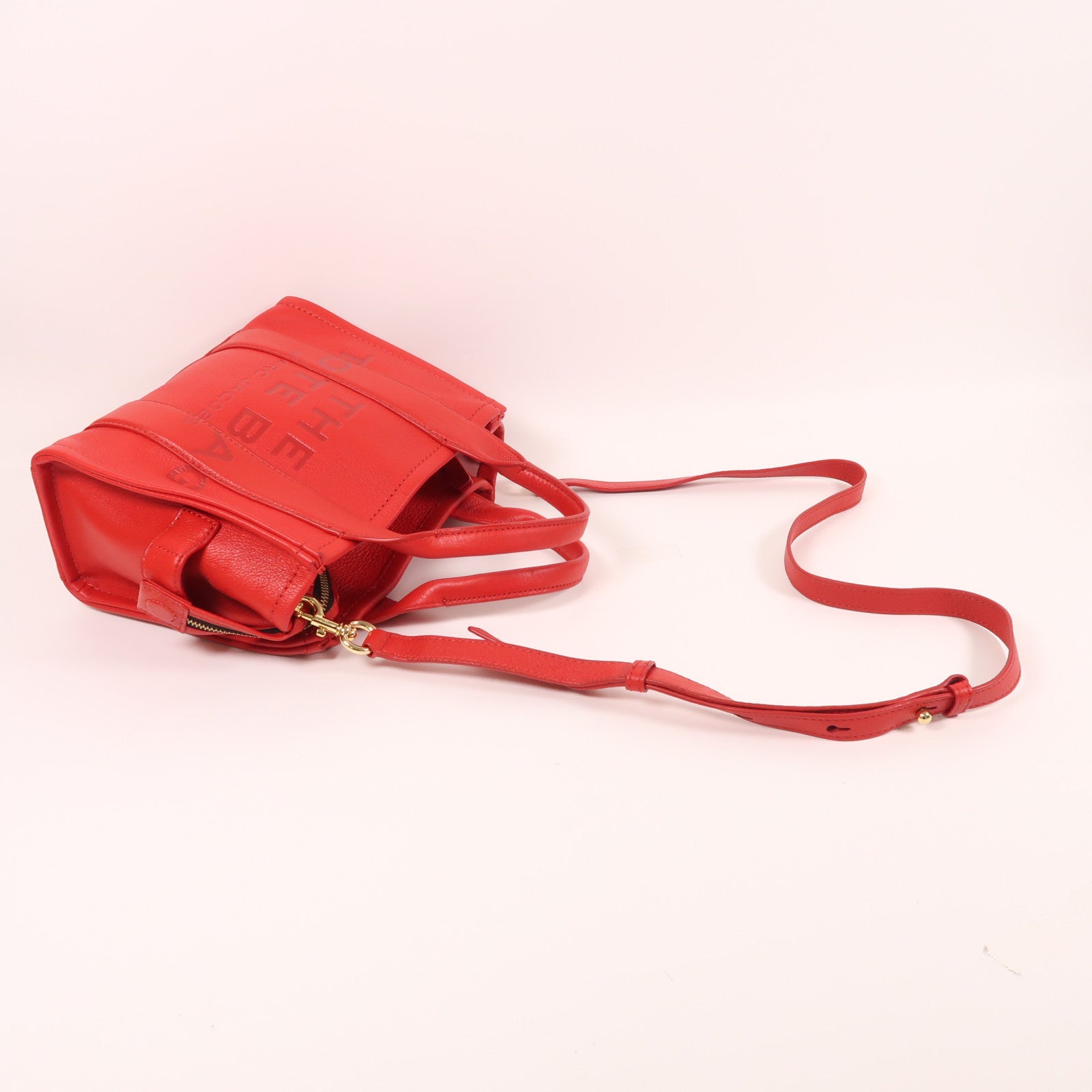 MARC JACOBS 皮革2 Way Shoulder金扣手挽肩背兩用袋紅色