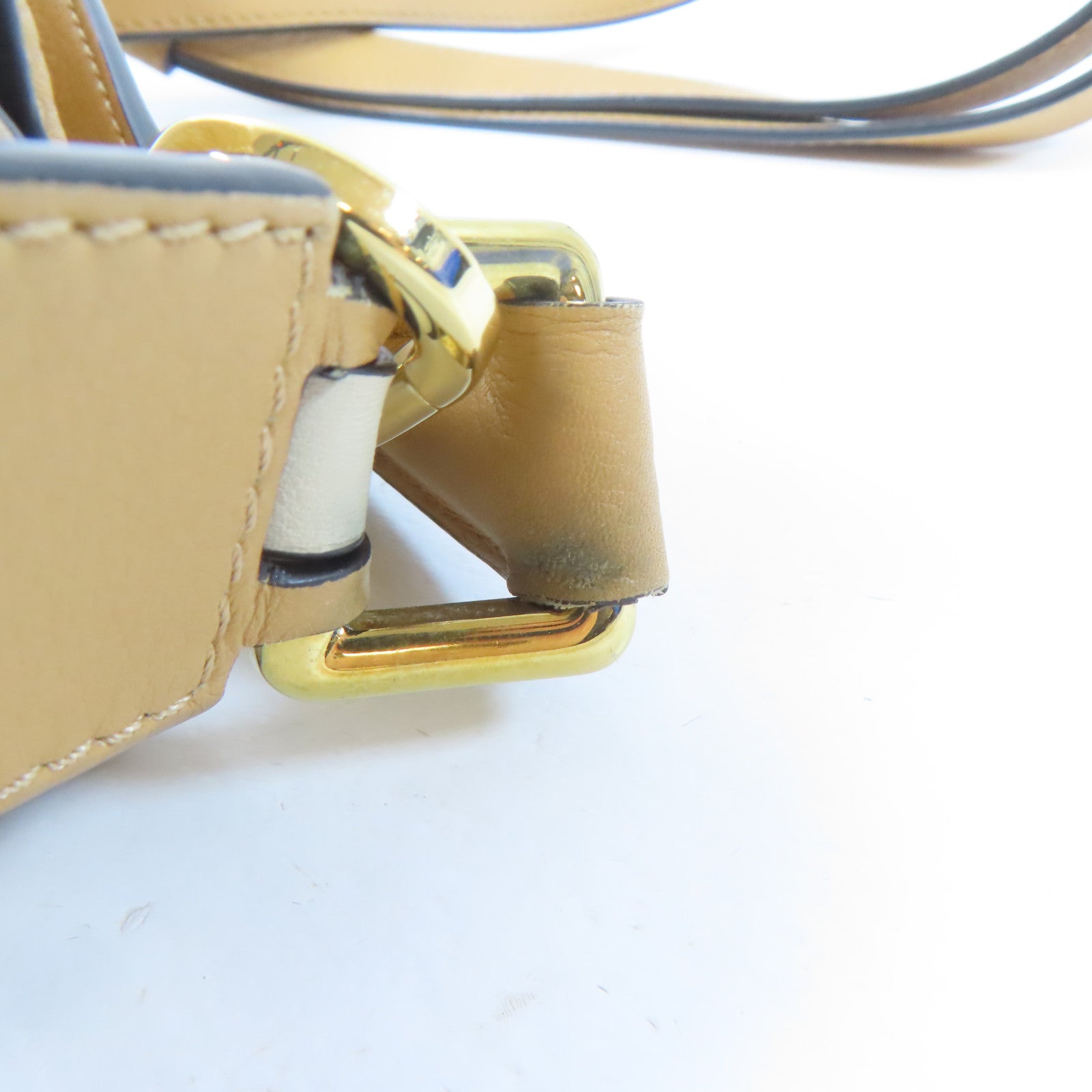 LOEWE 牛皮皮革Puzzle金扣手挽肩背兩用袋啡色/米色