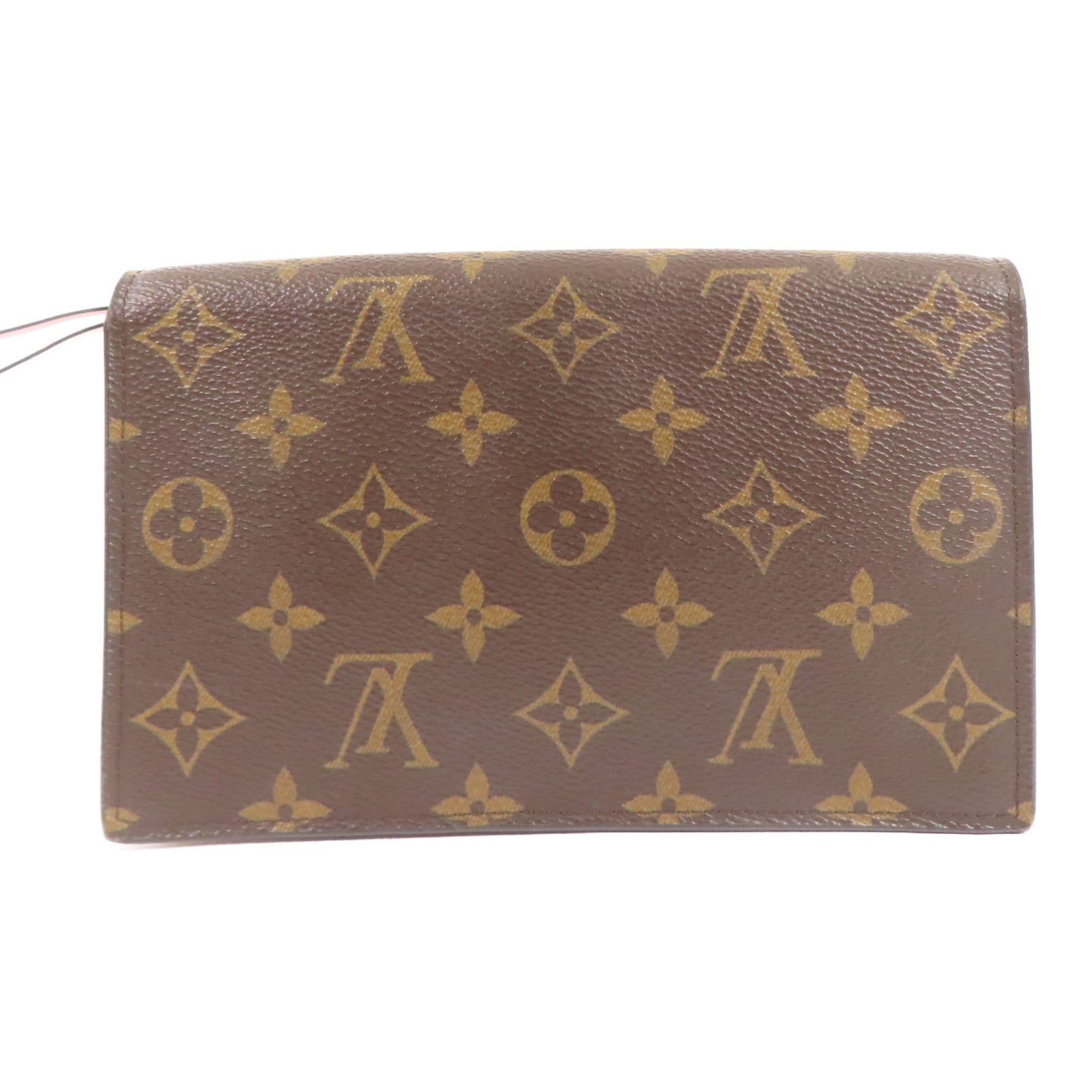 LOUIS VUITTON LV Flore Chain Wallet Shoulder Bag M67405 Monogram Brown Pink