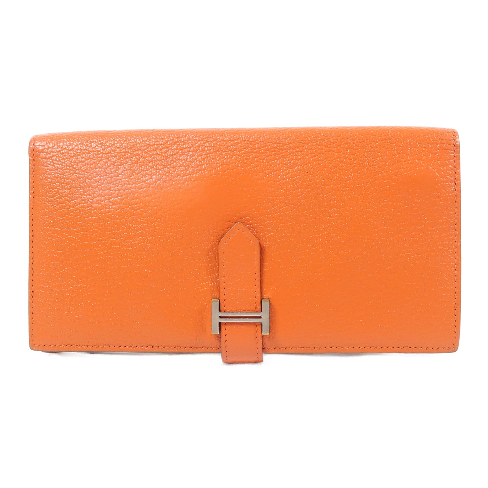 HERMES Chevre皮革Bean Long Wallet銀扣長錢包