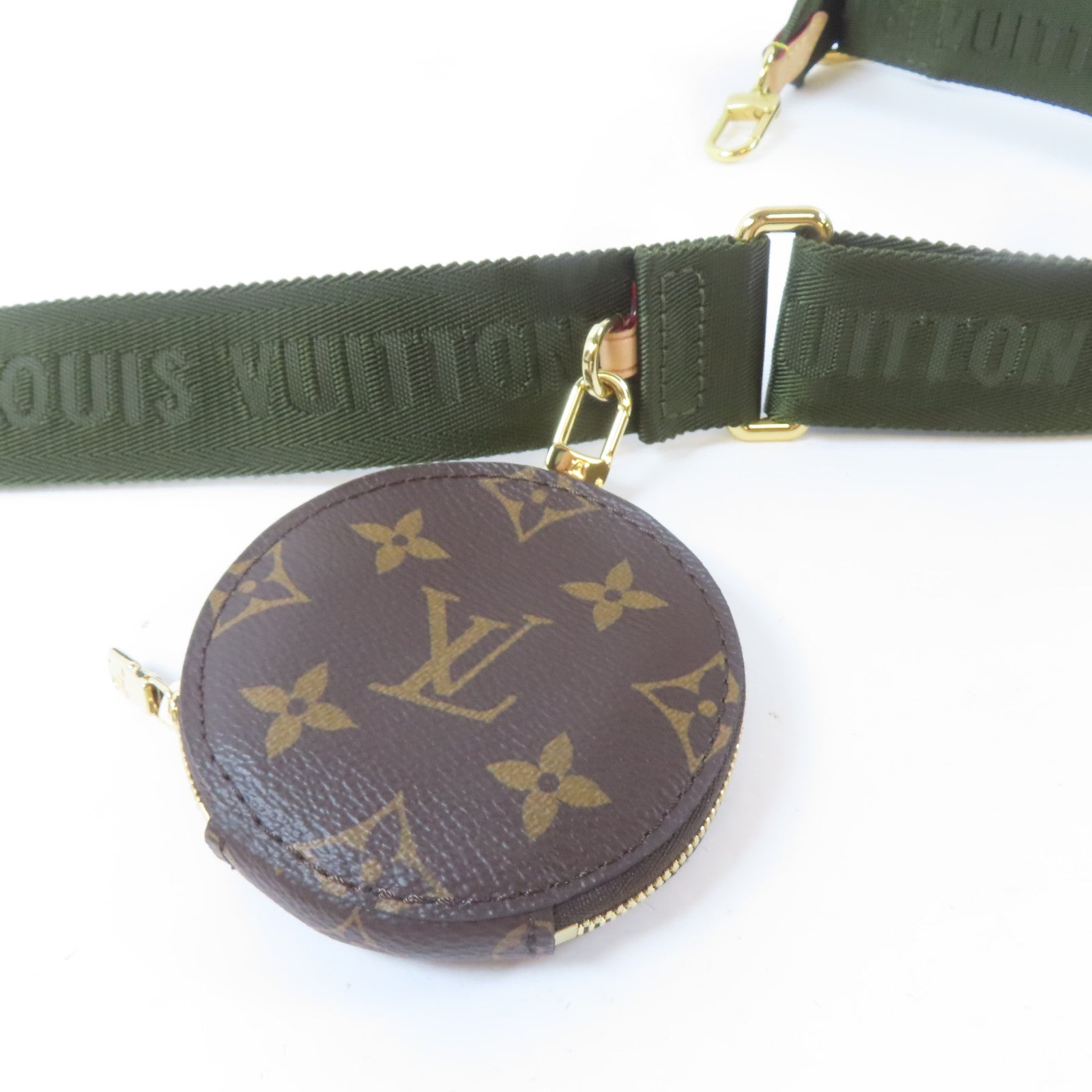 LOUIS VUITTON 帆布Shoulder Strap金扣掛飾綠色/啡色