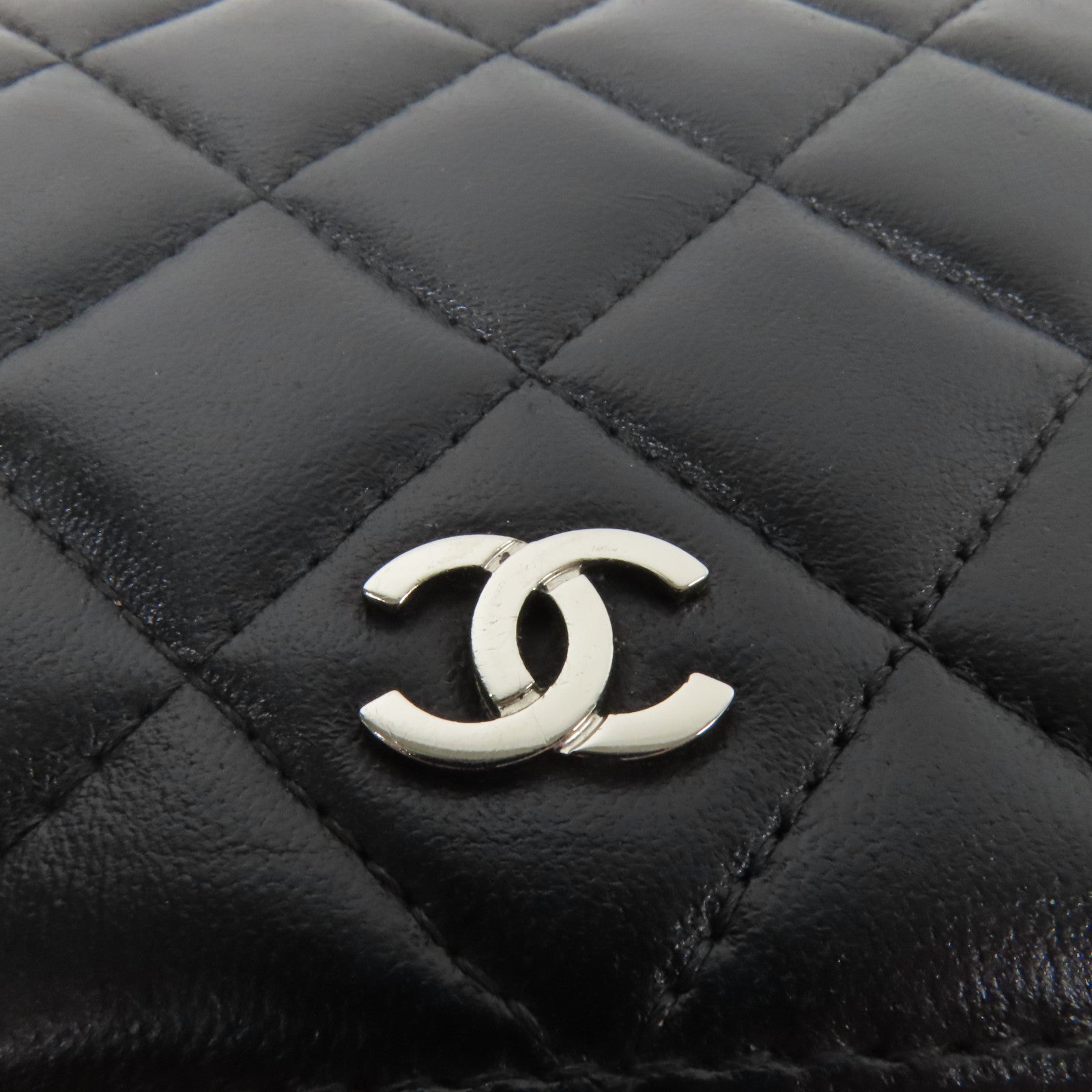 CHANEL 羊皮皮革Long Wallet銀扣長錢包