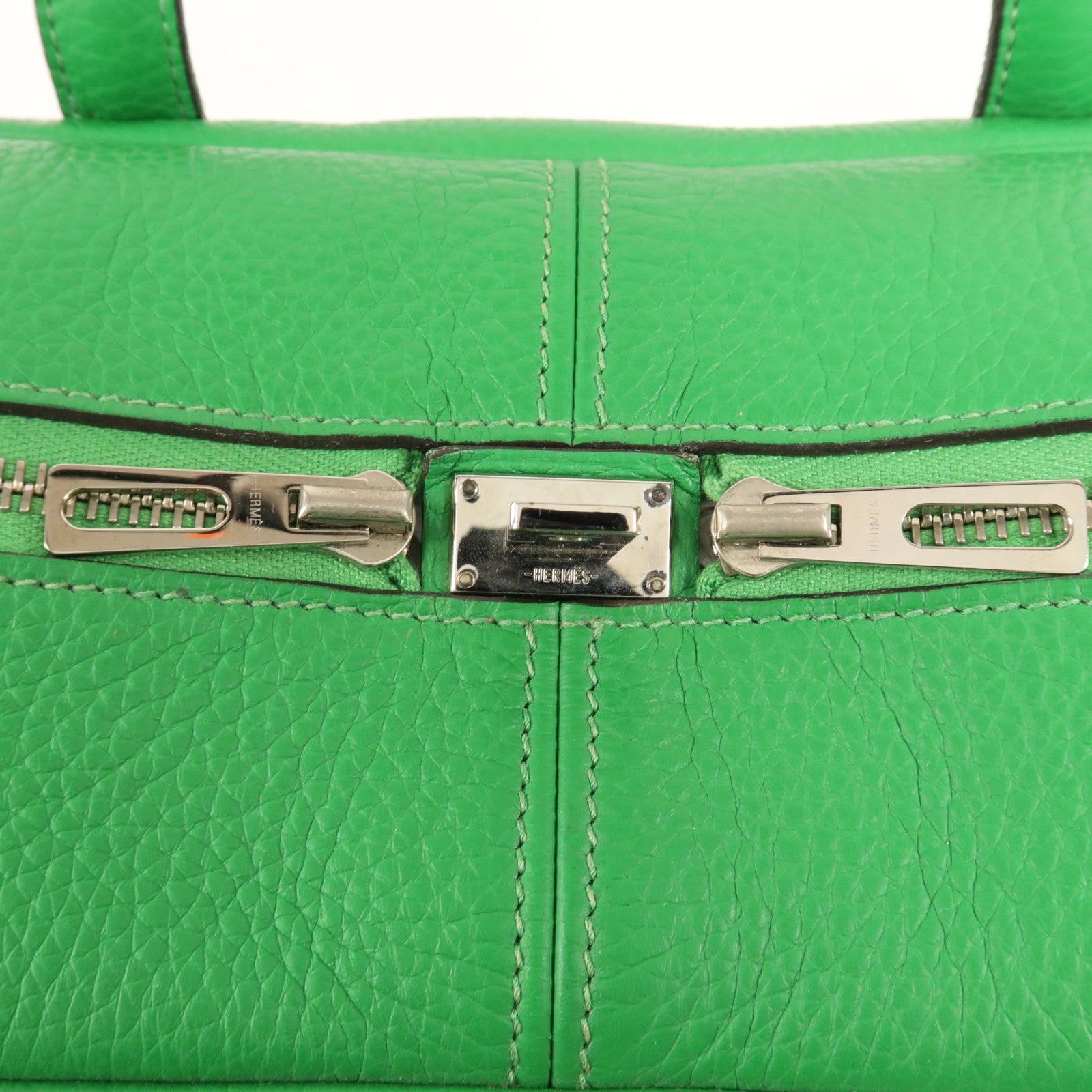 HERMES Clemence皮革Victoria銀扣肩背袋