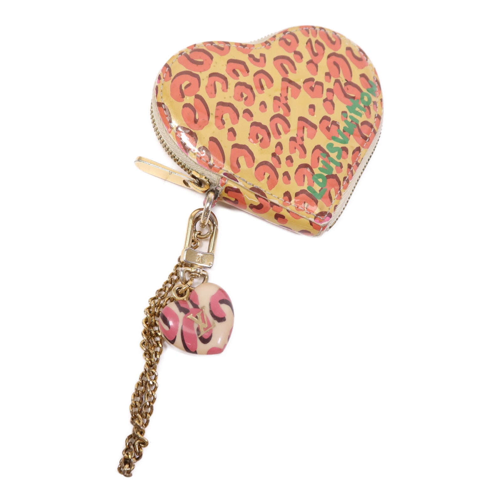 LOUIS VUITTON Vernis Leopard Porte Monnaie Coeur Broncorail金扣零錢包