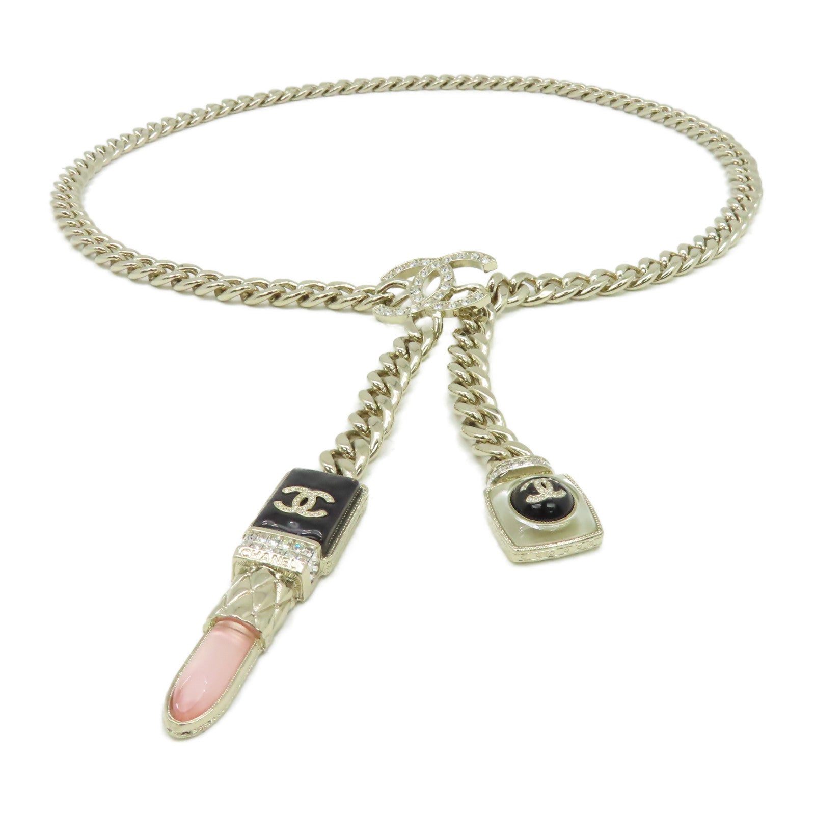 CHANEL 【激減優惠】金屬Fancy Belt金扣皮帶金色