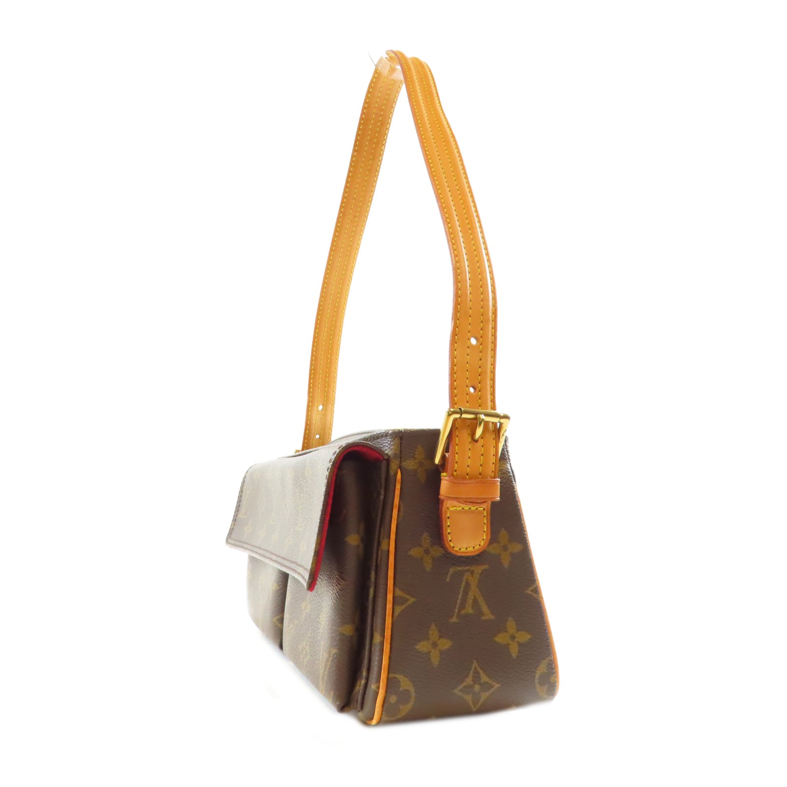 LOUIS VUITTON Monogram Viva Cite MM金扣肩背袋棕色