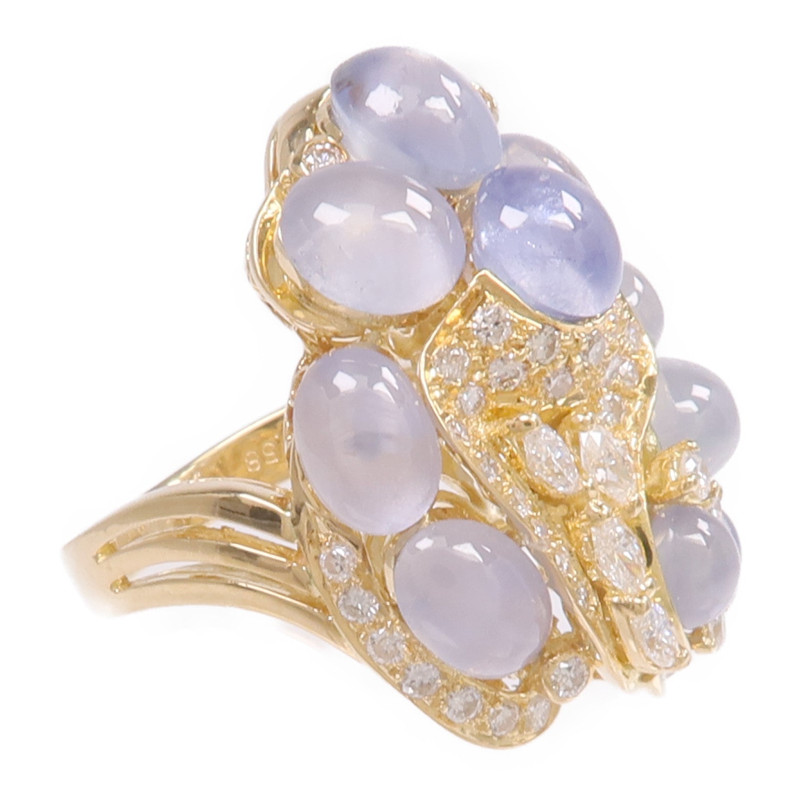 JEWELRY 【激減優惠】18K黃金Star Sapphire Diamond Ring星光藍寶石/鑽石戒指US#5.5