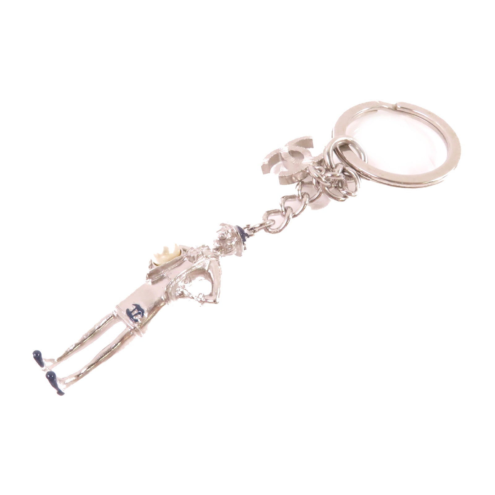 CHANEL 金屬/仿珍珠Key Ring銀扣鎖匙扣/掛飾