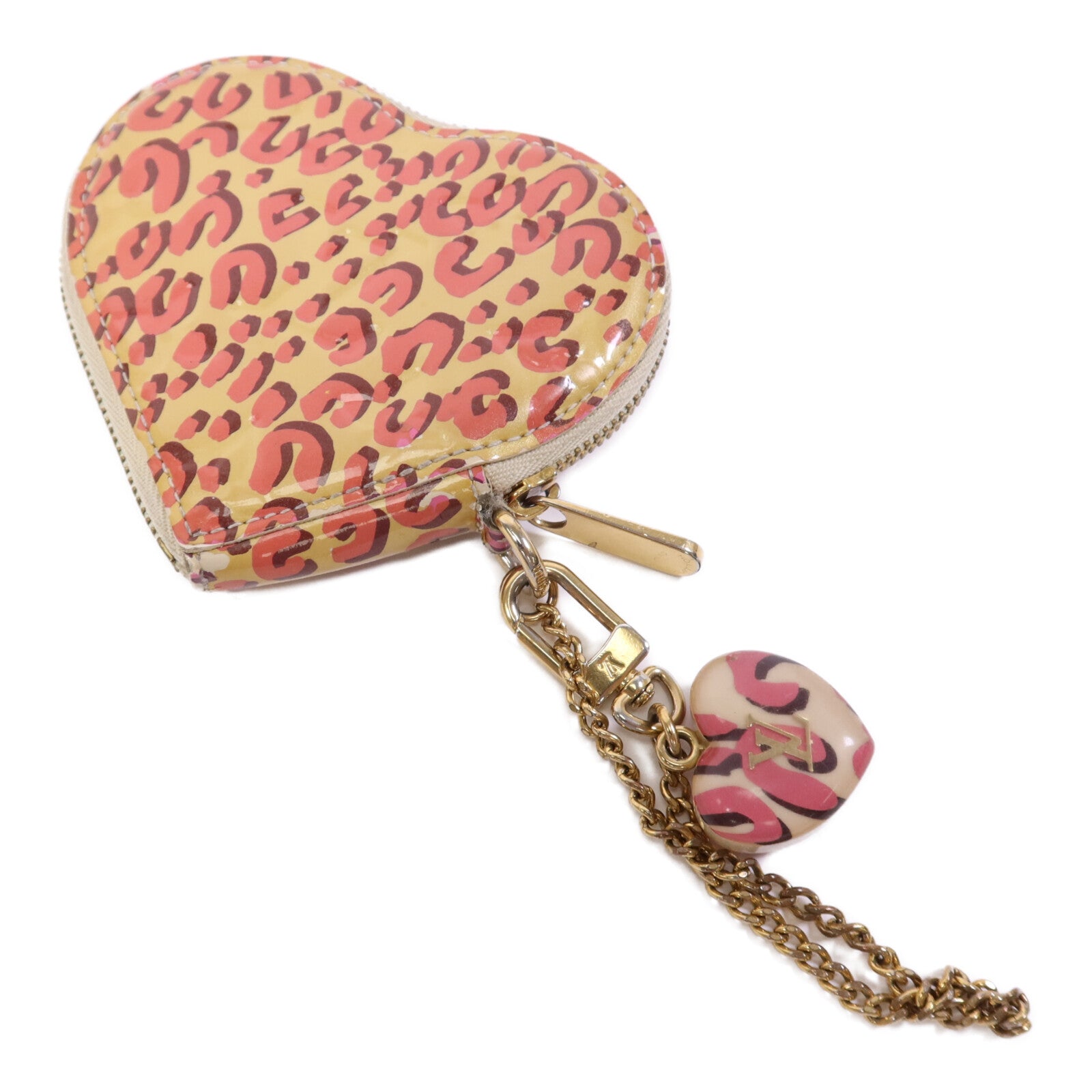 LOUIS VUITTON Vernis Leopard Porte Monnaie Coeur Broncorail金扣零錢包