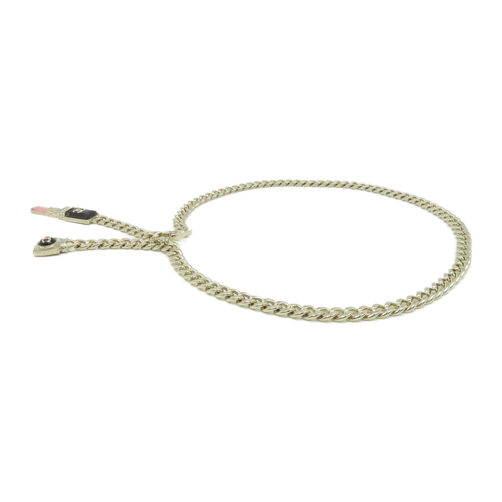 CHANEL 【激減優惠】金屬Fancy Belt金扣皮帶金色