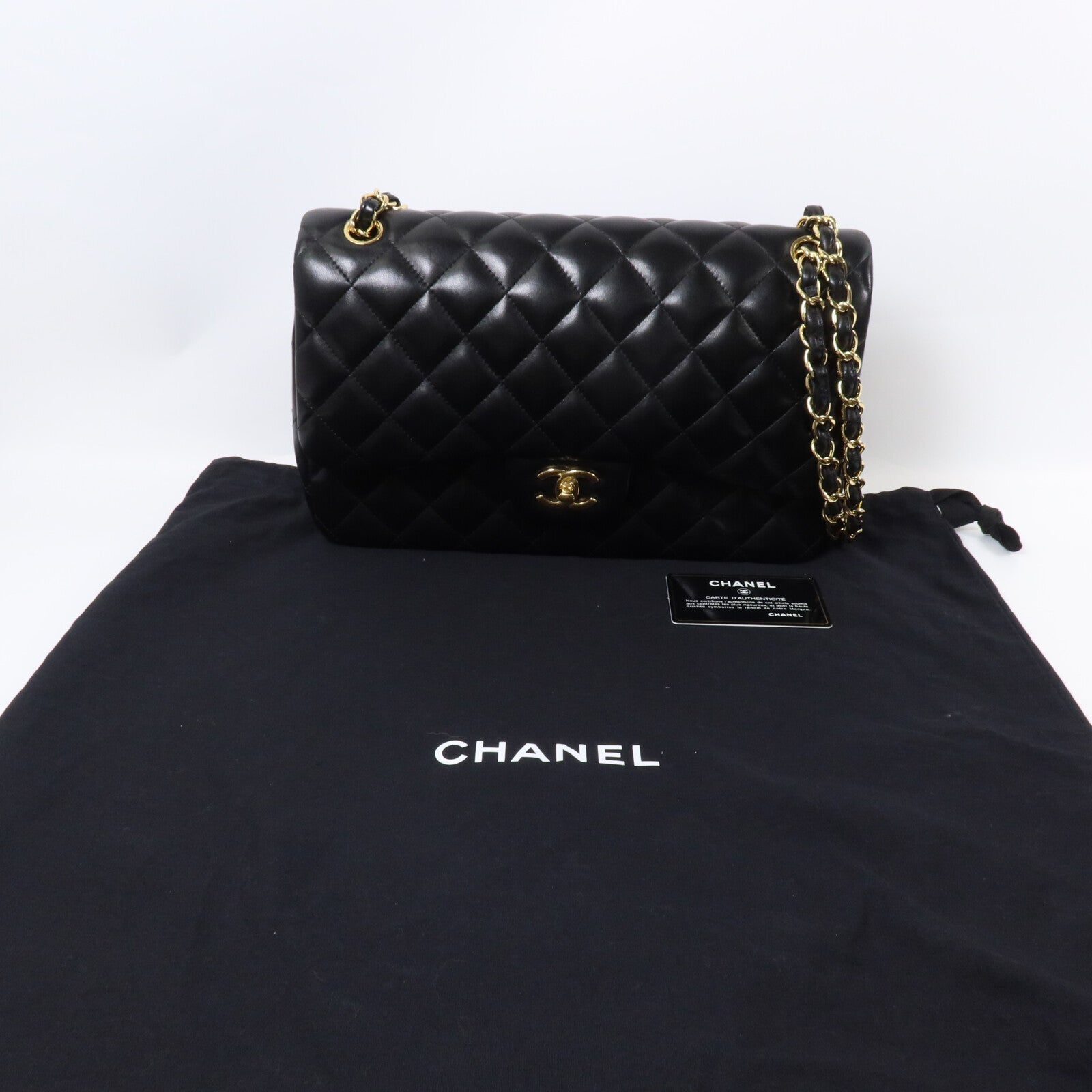 CHANEL 羊皮皮革Large Classic鏈帶肩背袋