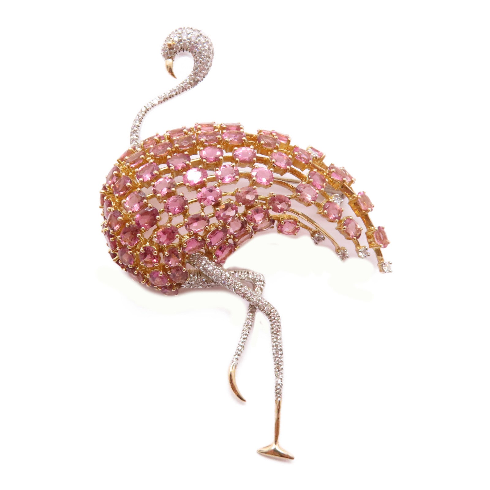 JEWELRY 【激減優惠】18K黃金/白金Tourmaline Diamond Brooch 12.83ct電氣石/0.96ct鑽石胸針