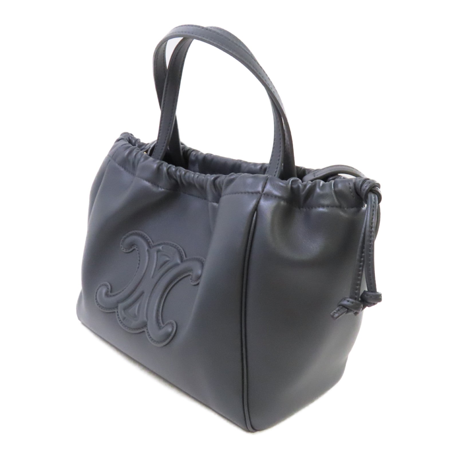 CELINE 牛皮皮革Cabas Cuir Triomphe 2Way Shoulder Bag手挽肩背兩用袋灰色