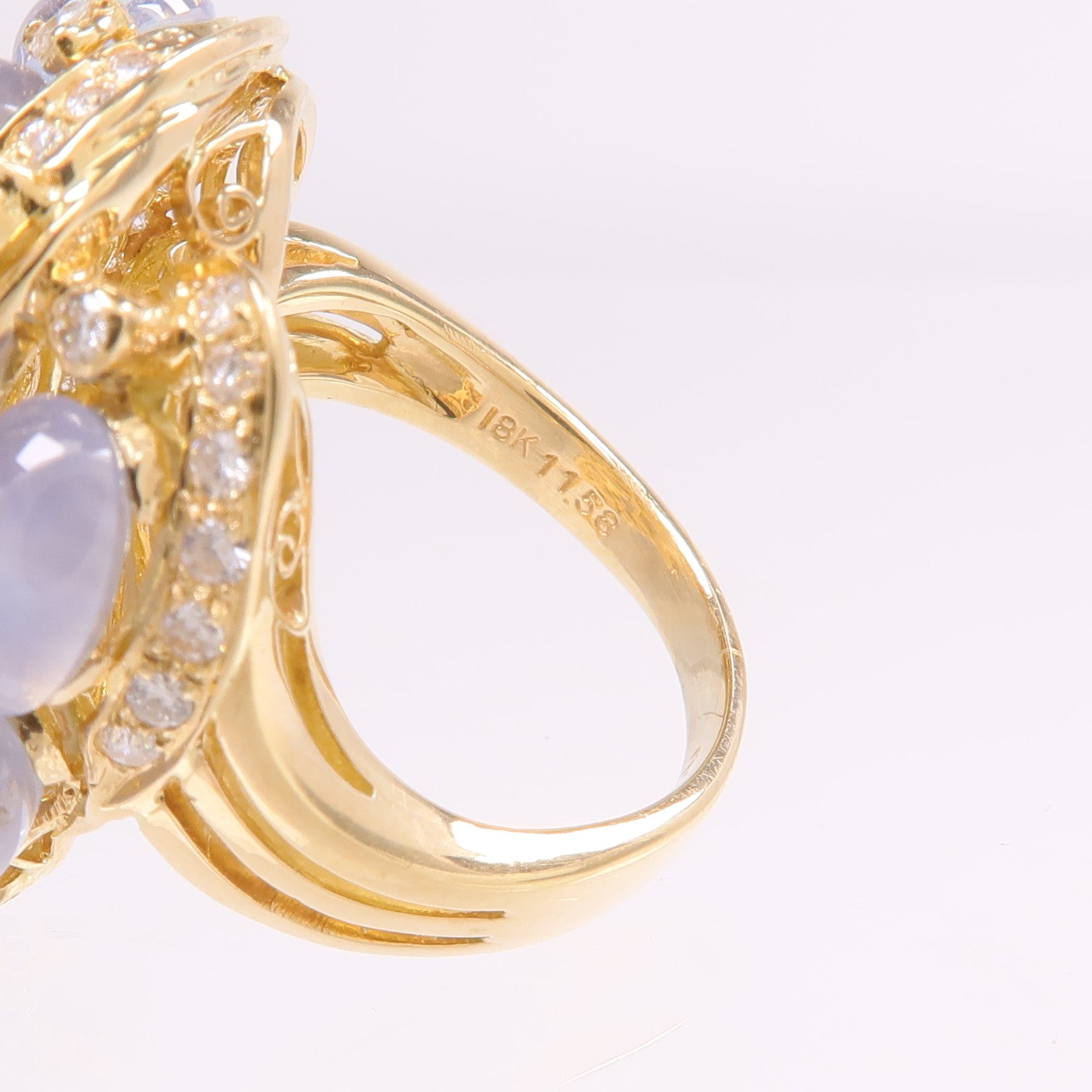 JEWELRY 【激減優惠】18K黃金Star Sapphire Diamond Ring星光藍寶石/鑽石戒指US#5.5