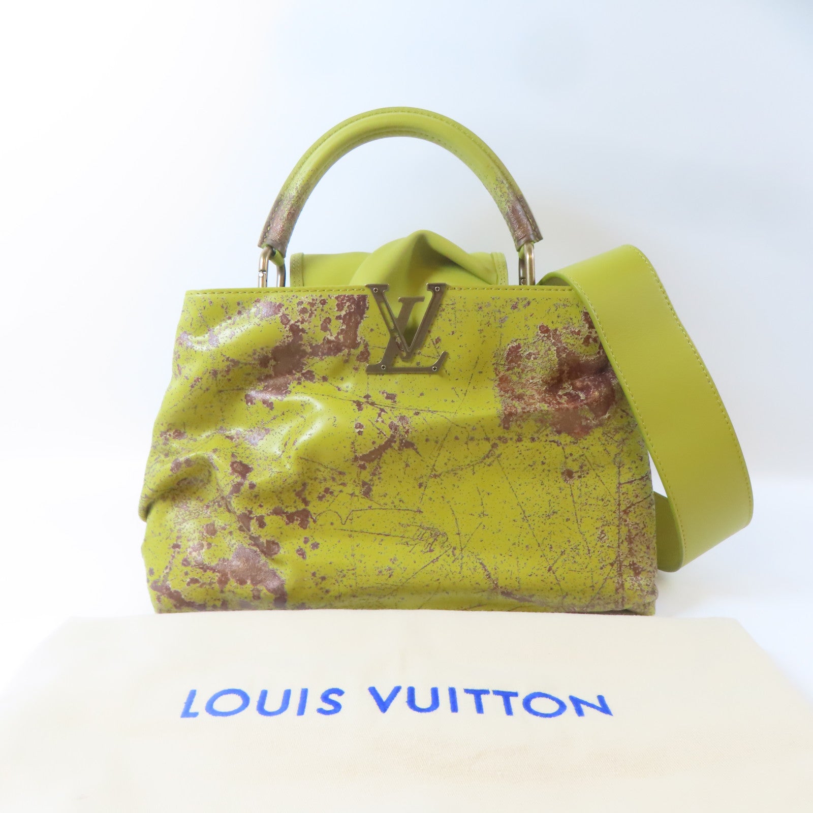 LOUIS VUITTON 【激減優惠】牛皮皮革Kennedy Yanko Artycapucines MM銅扣/金扣手挽肩背兩用袋黃色