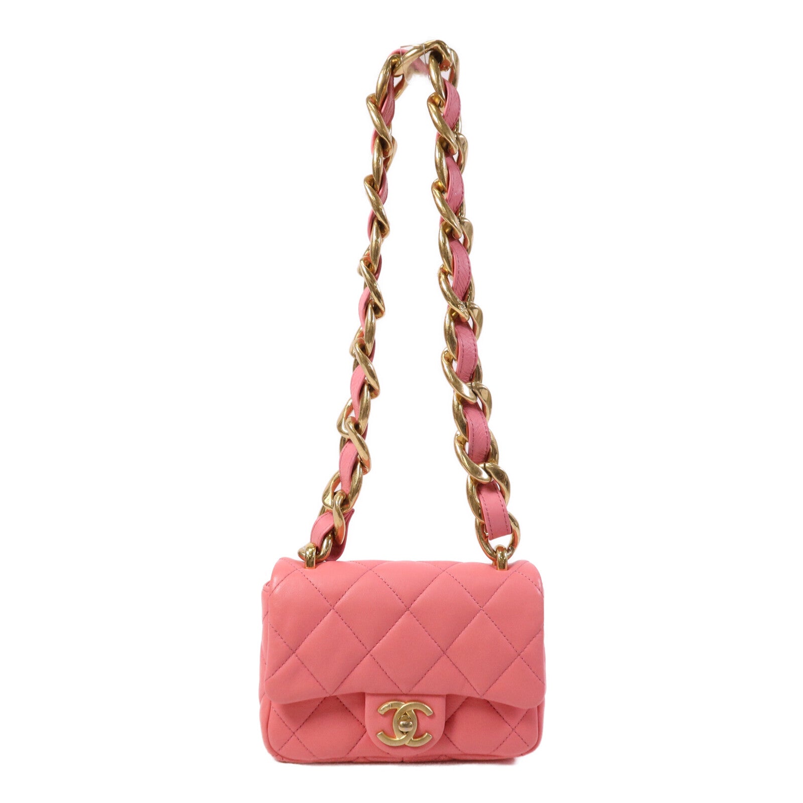 CHANEL 【激減優惠】羊皮皮革Mini Matelasse Chain Shoulder金扣鏈帶肩背袋