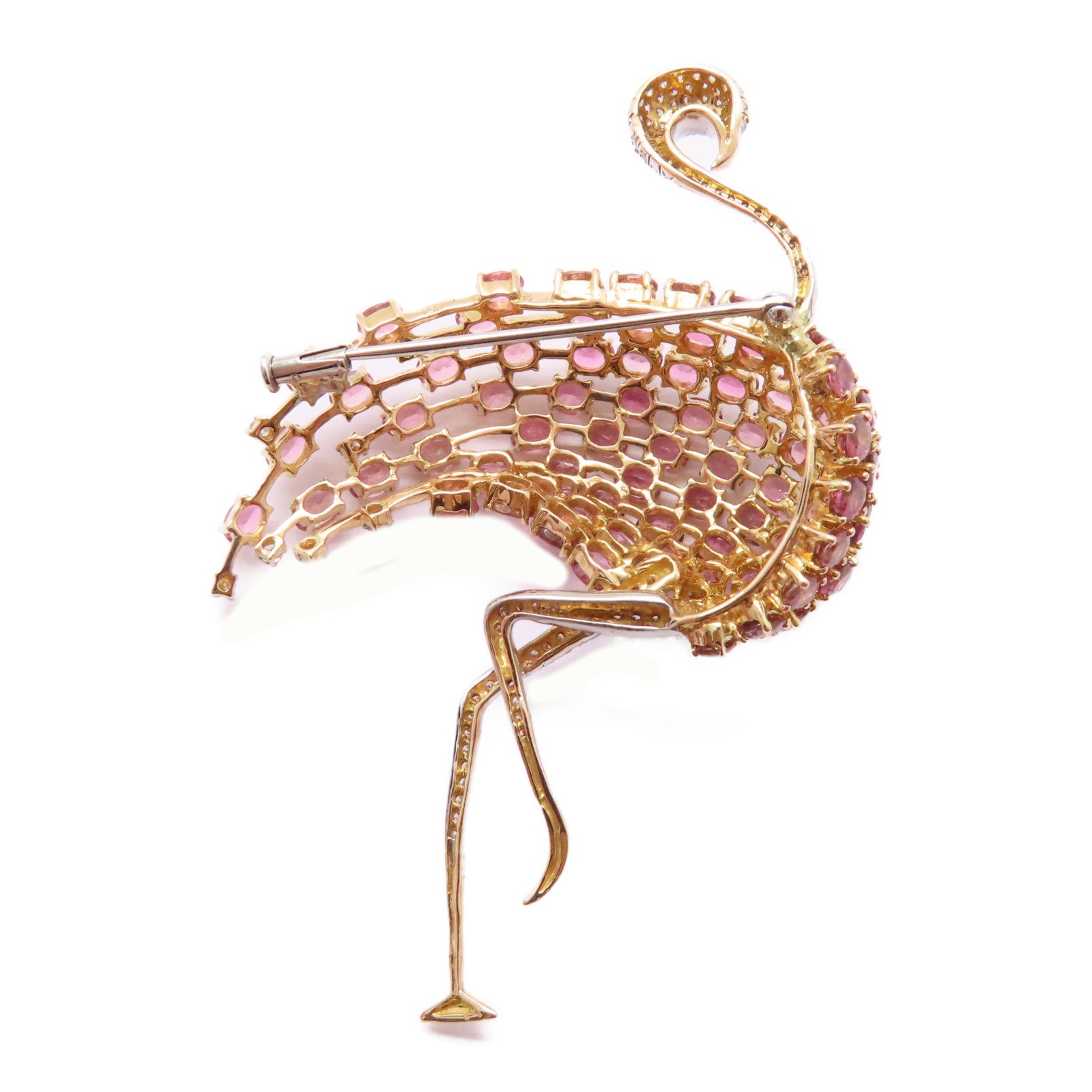 JEWELRY 【激減優惠】18K黃金/白金Tourmaline Diamond Brooch 12.83ct電氣石/0.96ct鑽石胸針