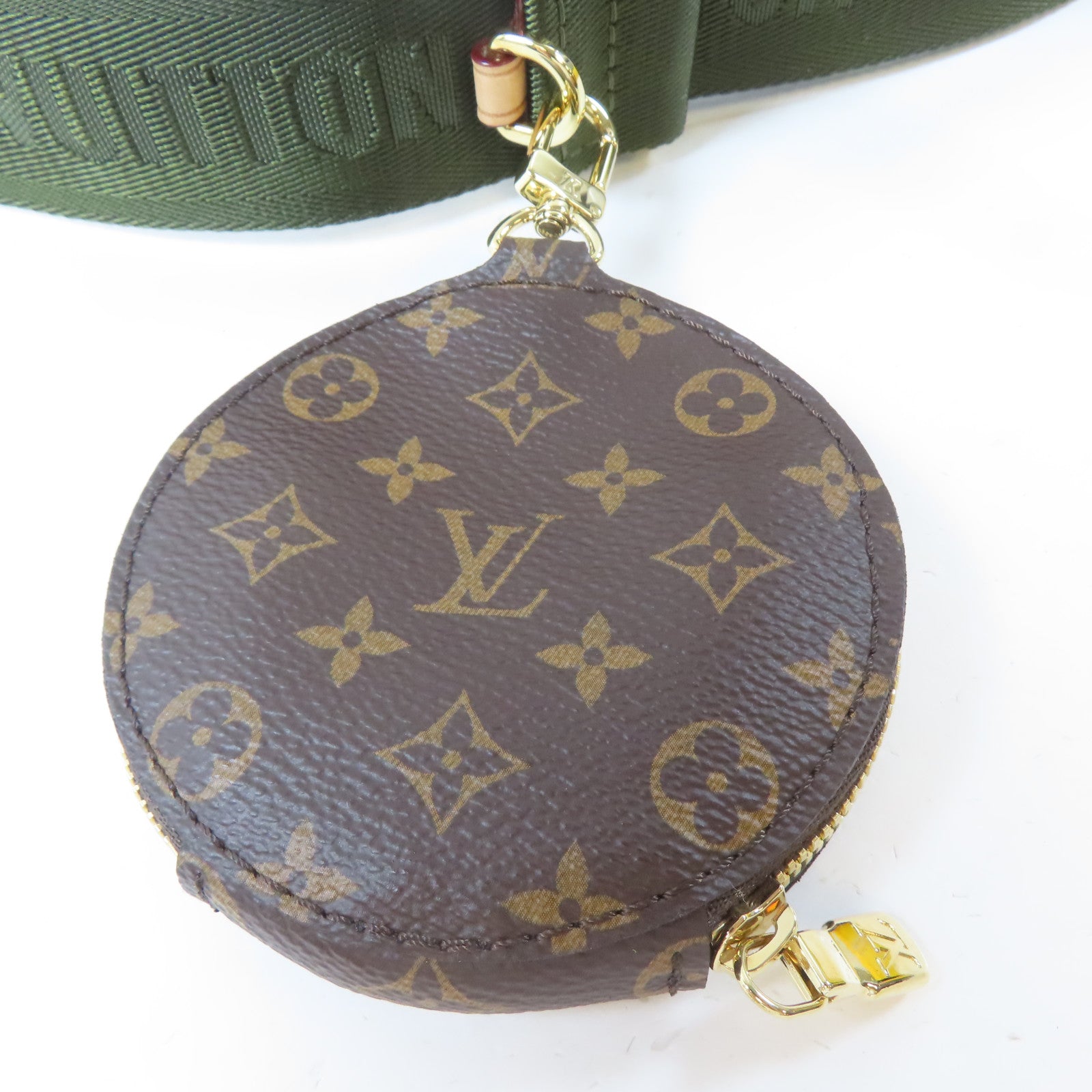 LOUIS VUITTON 帆布Shoulder Strap金扣掛飾綠色/啡色