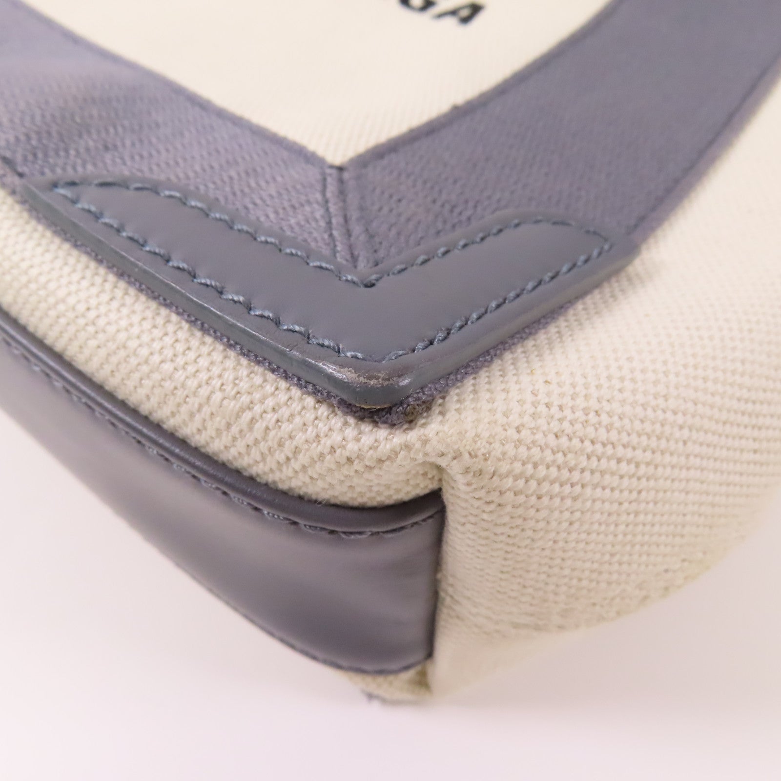 BALENCIAGA 帆布/皮革Cabas XS銀扣手挽肩背兩用袋