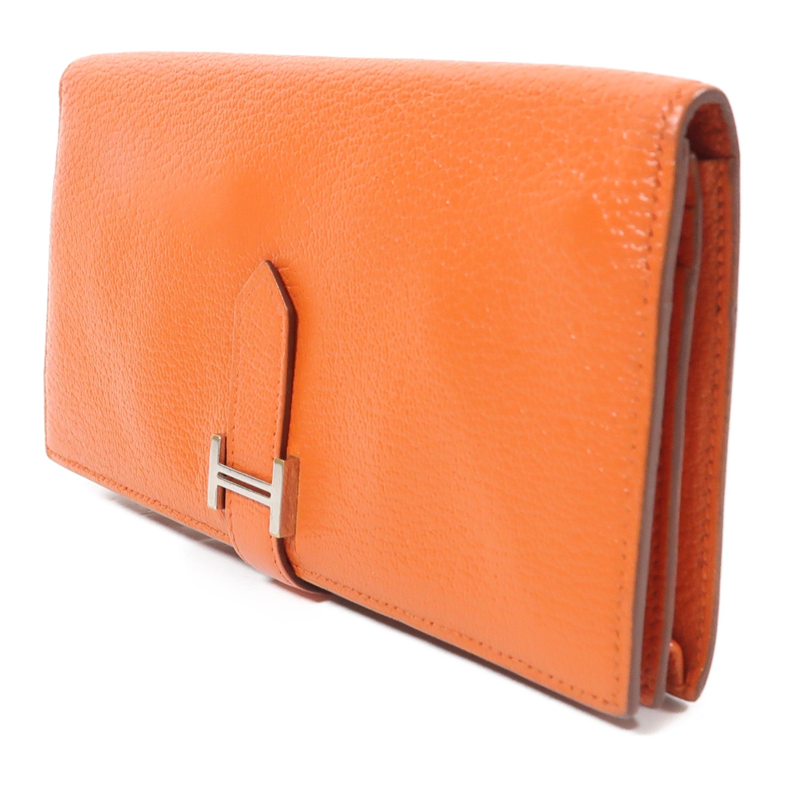 HERMES Chevre皮革Bean Long Wallet銀扣長錢包