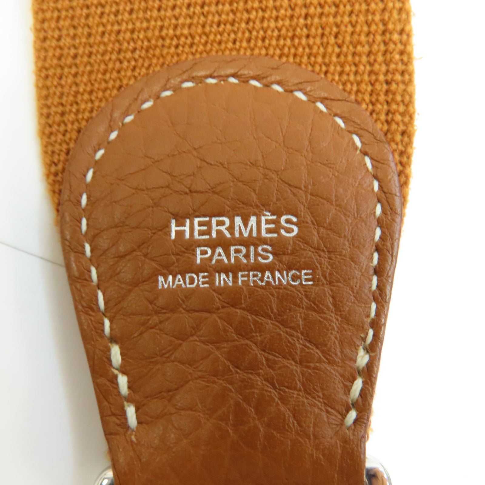 HERMES Clemence皮革Evelyne GM銀扣肩背袋經典駝色