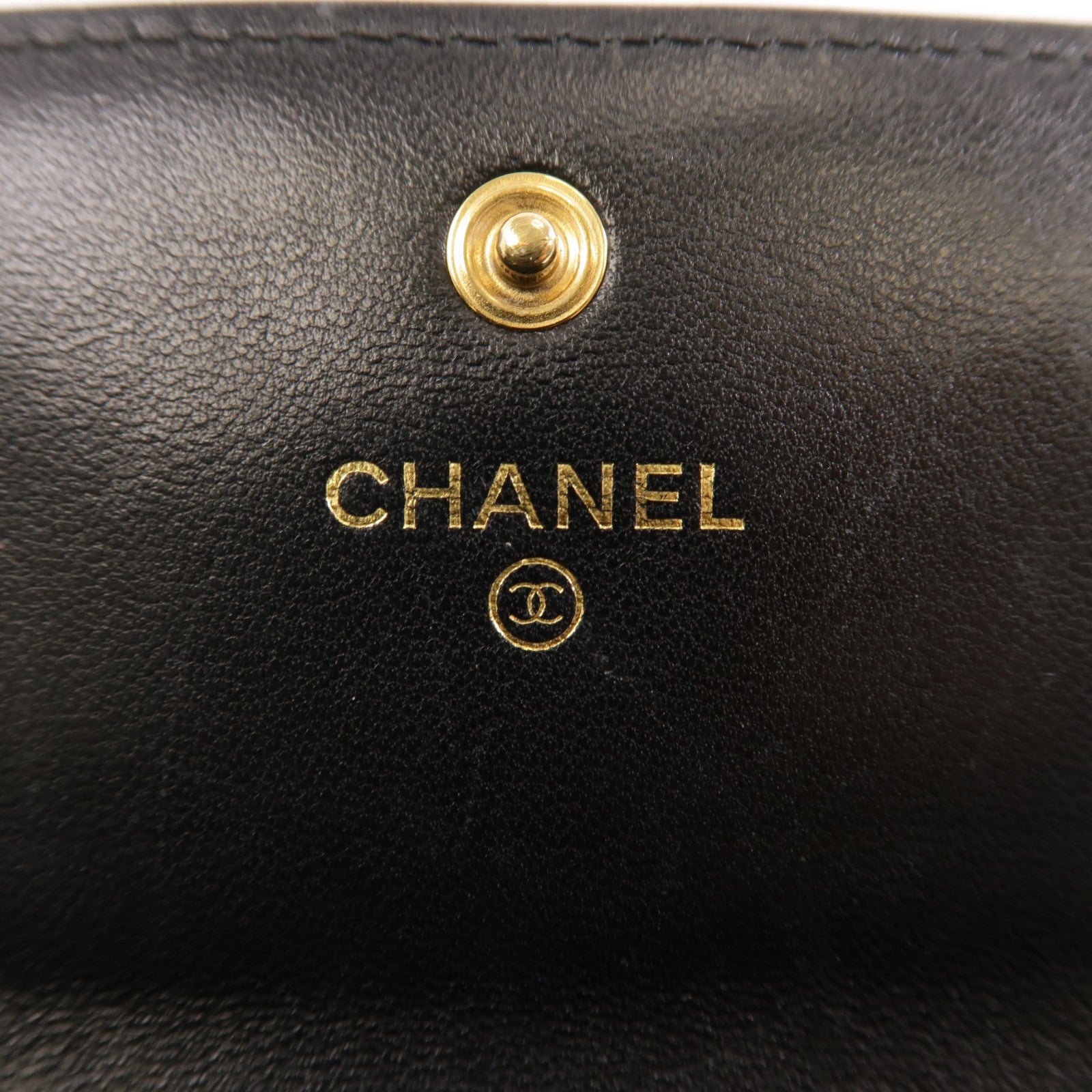 CHANEL 菱格羊皮皮革Boy Wallet金扣錢包黑色