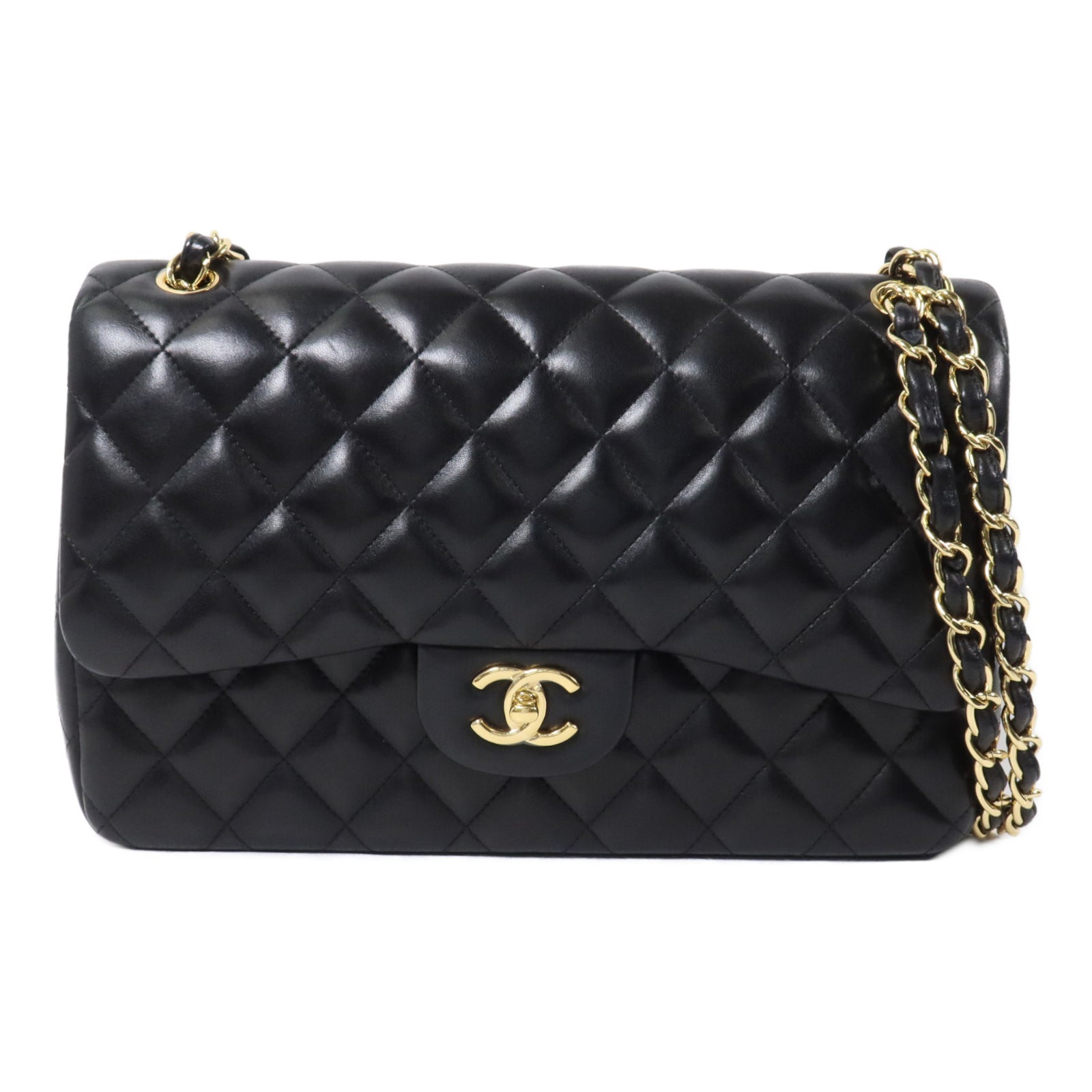 CHANEL 羊皮皮革Large Classic鏈帶肩背袋