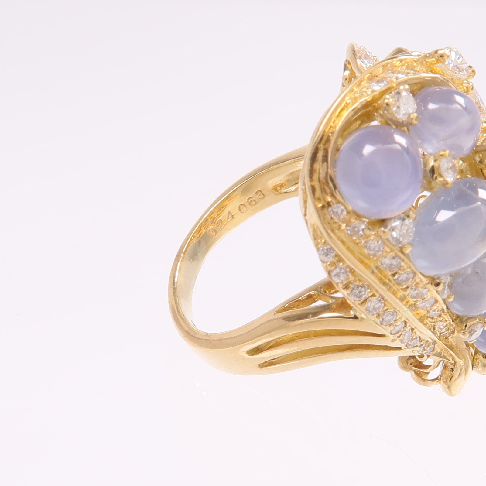 JEWELRY 【激減優惠】18K黃金Star Sapphire Diamond Ring星光藍寶石/鑽石戒指US#5.5