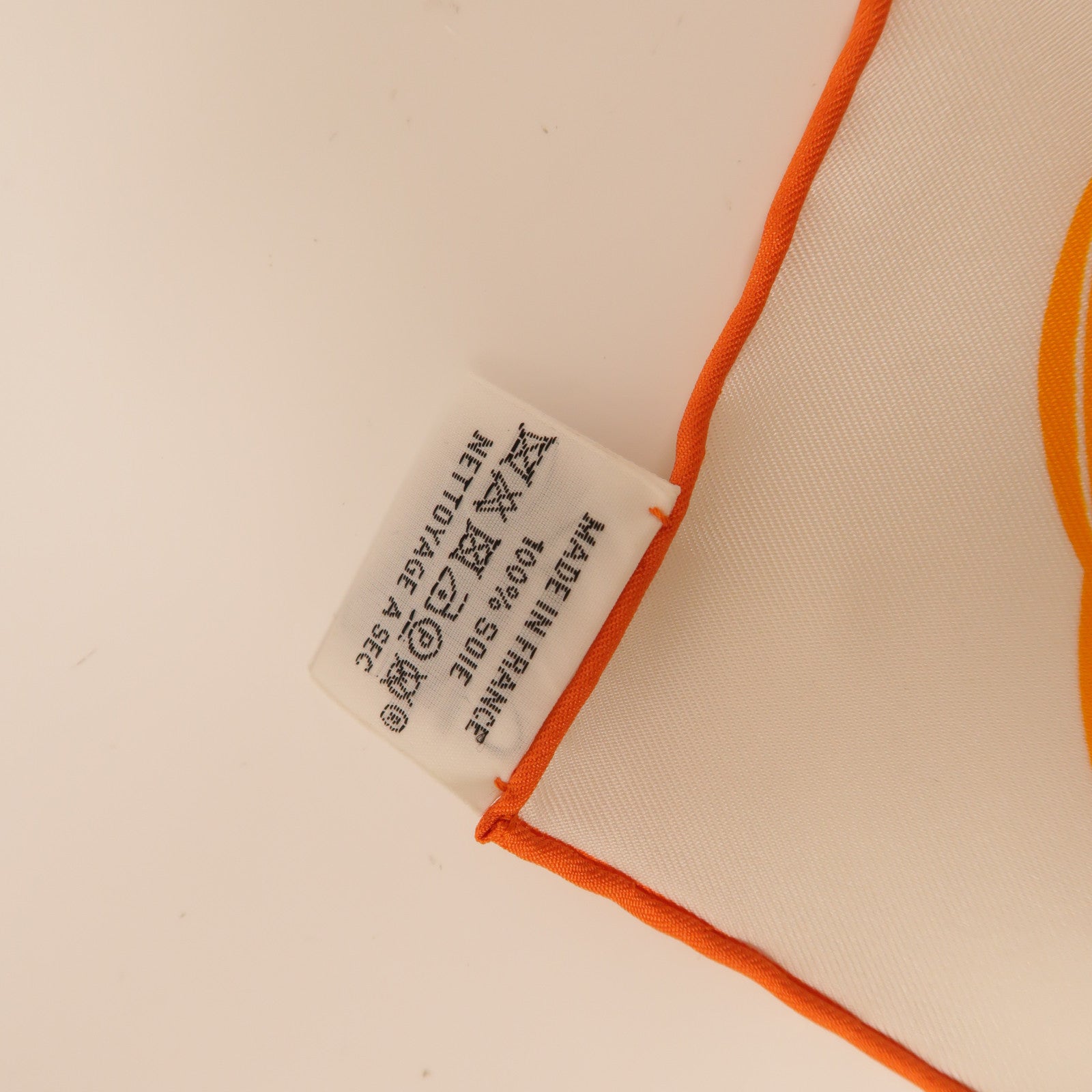 HERMES Scarf 90X90 Silk Orange/White