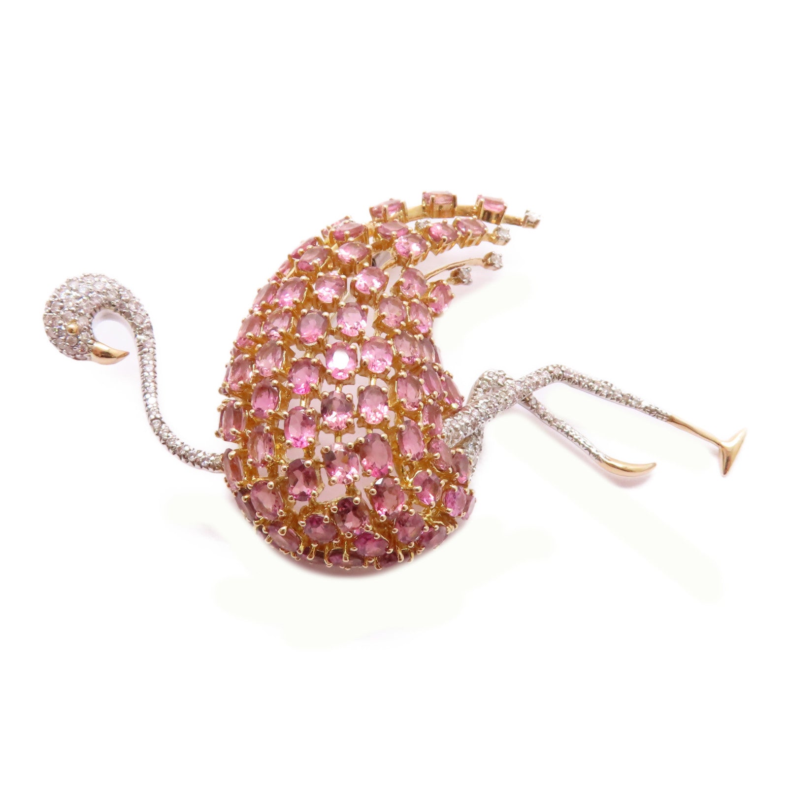 JEWELRY 【激減優惠】18K黃金/白金Tourmaline Diamond Brooch 12.83ct電氣石/0.96ct鑽石胸針