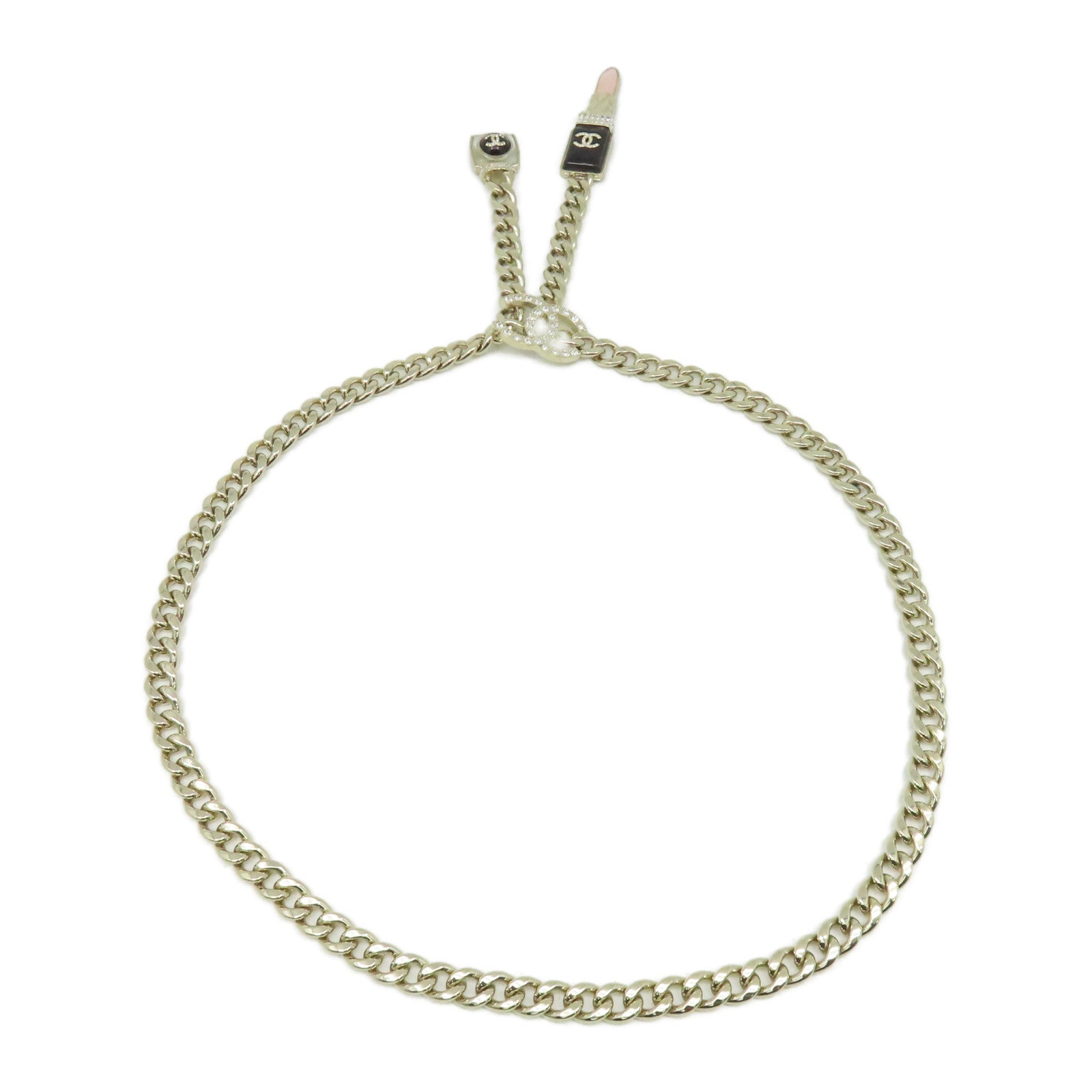 CHANEL 【激減優惠】金屬Fancy Belt金扣皮帶金色