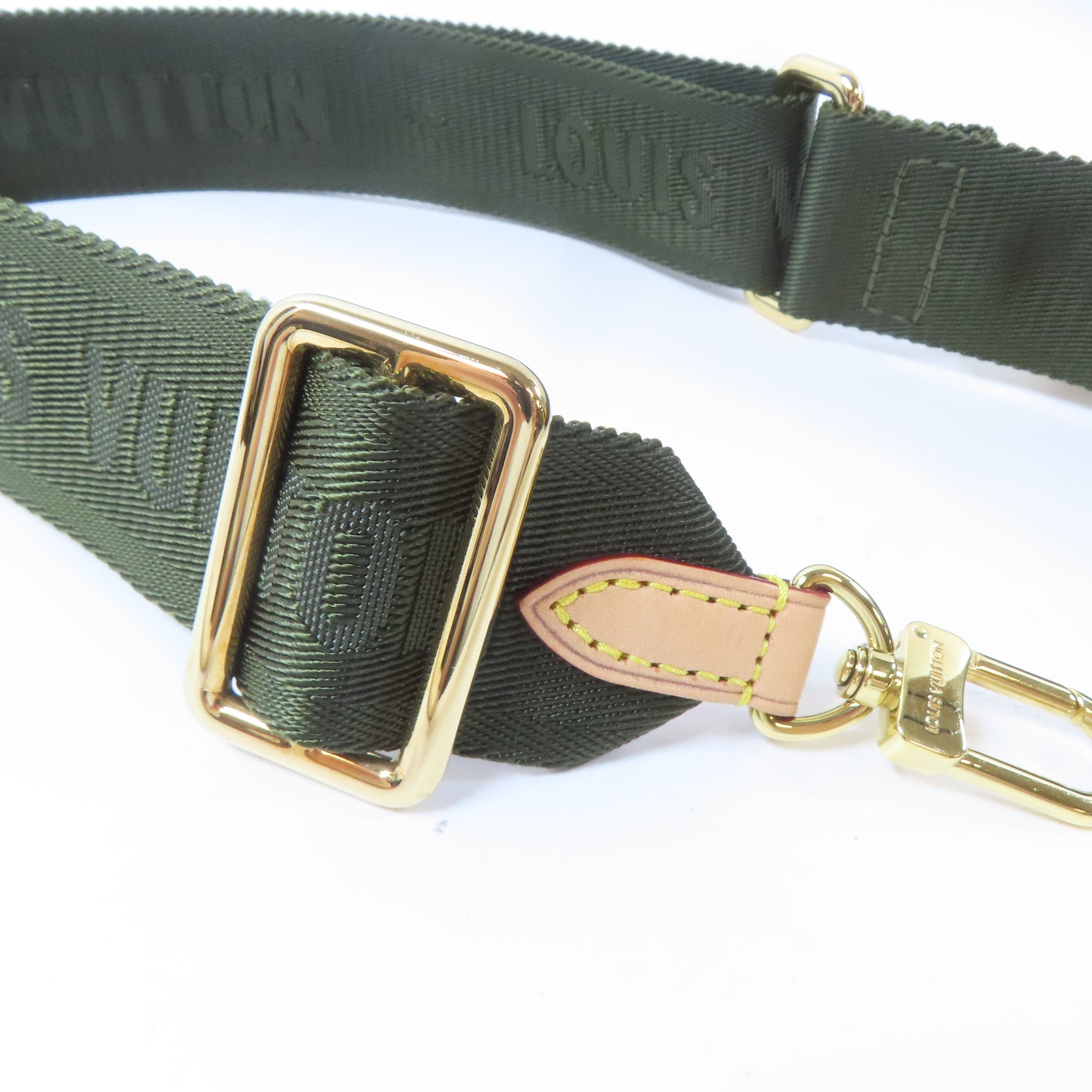 LOUIS VUITTON 帆布Shoulder Strap金扣掛飾綠色/啡色