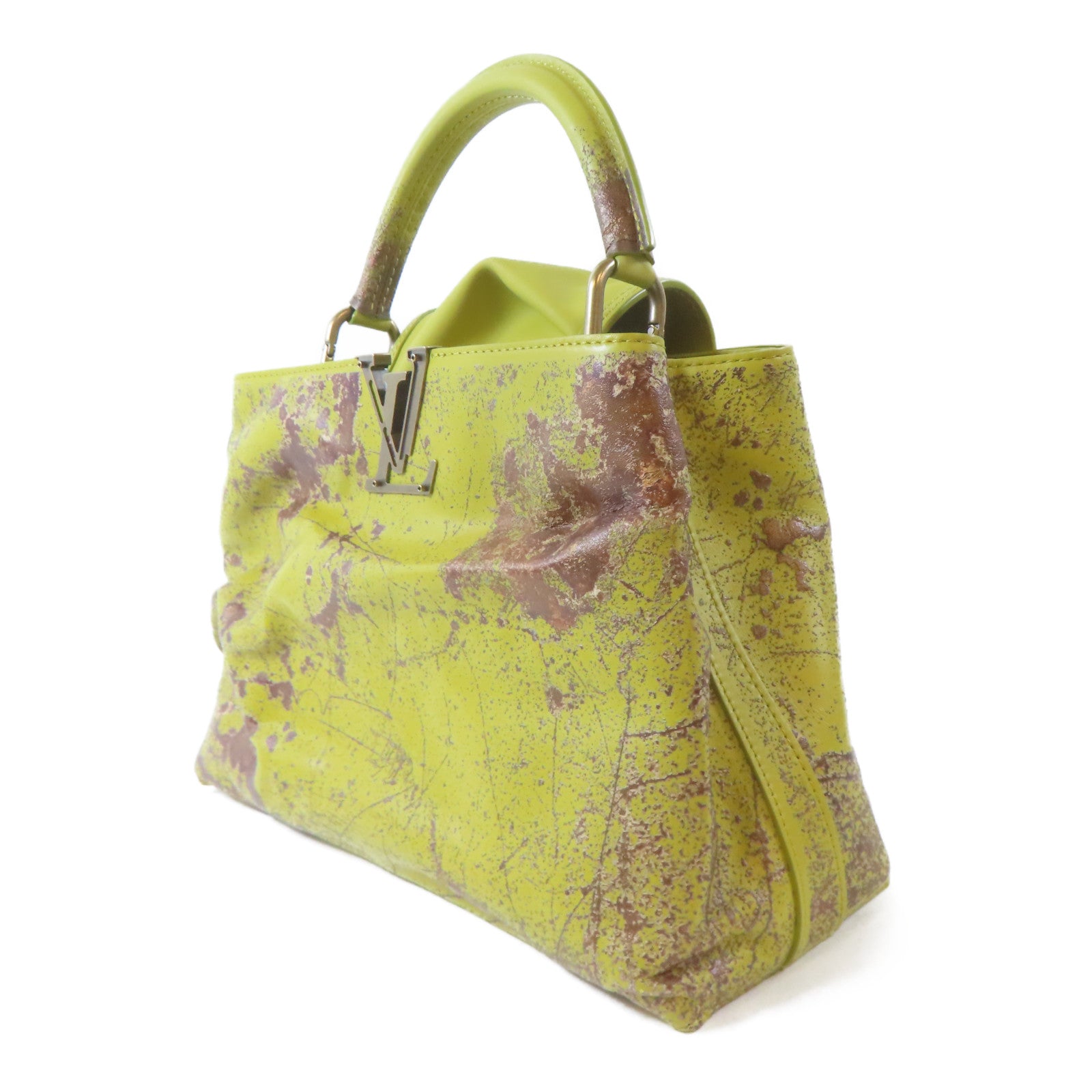LOUIS VUITTON 【激減優惠】牛皮皮革Kennedy Yanko Artycapucines MM銅扣/金扣手挽肩背兩用袋黃色