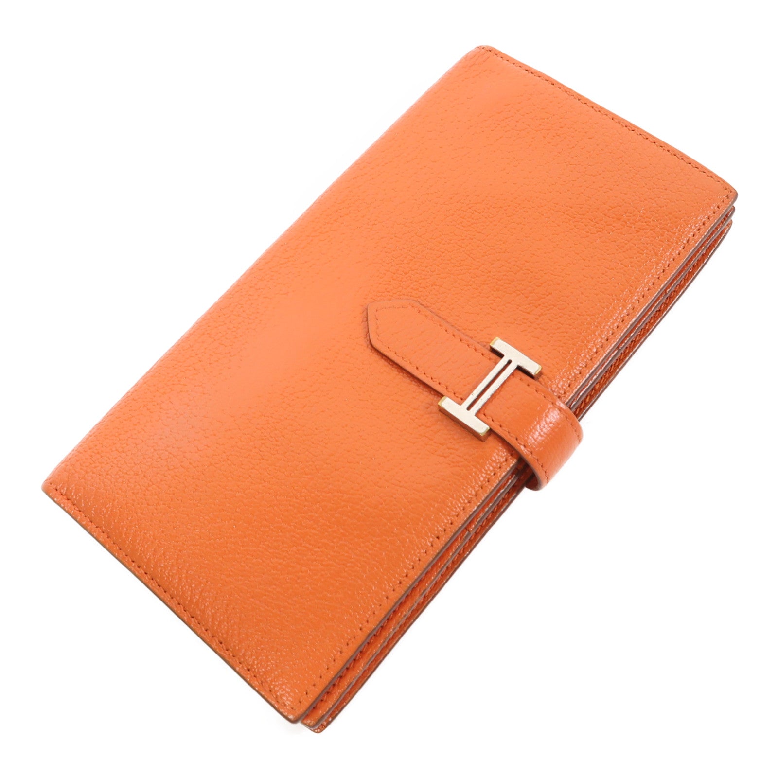 HERMES Chevre皮革Bean Long Wallet銀扣長錢包