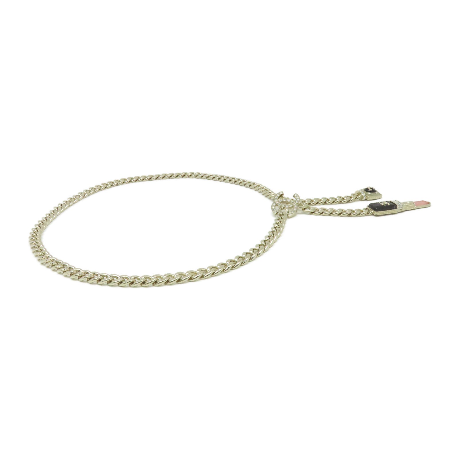 CHANEL 【激減優惠】金屬Fancy Belt金扣皮帶金色