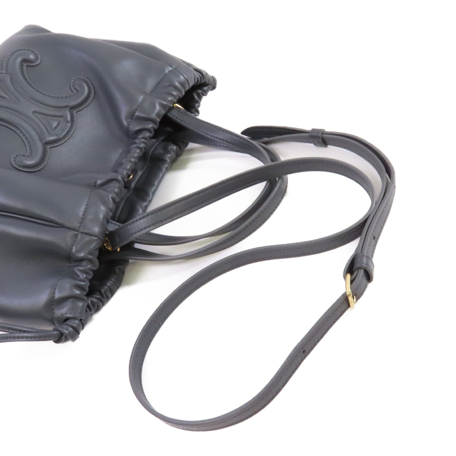 CELINE 牛皮皮革Cabas Cuir Triomphe 2Way Shoulder Bag手挽肩背兩用袋灰色