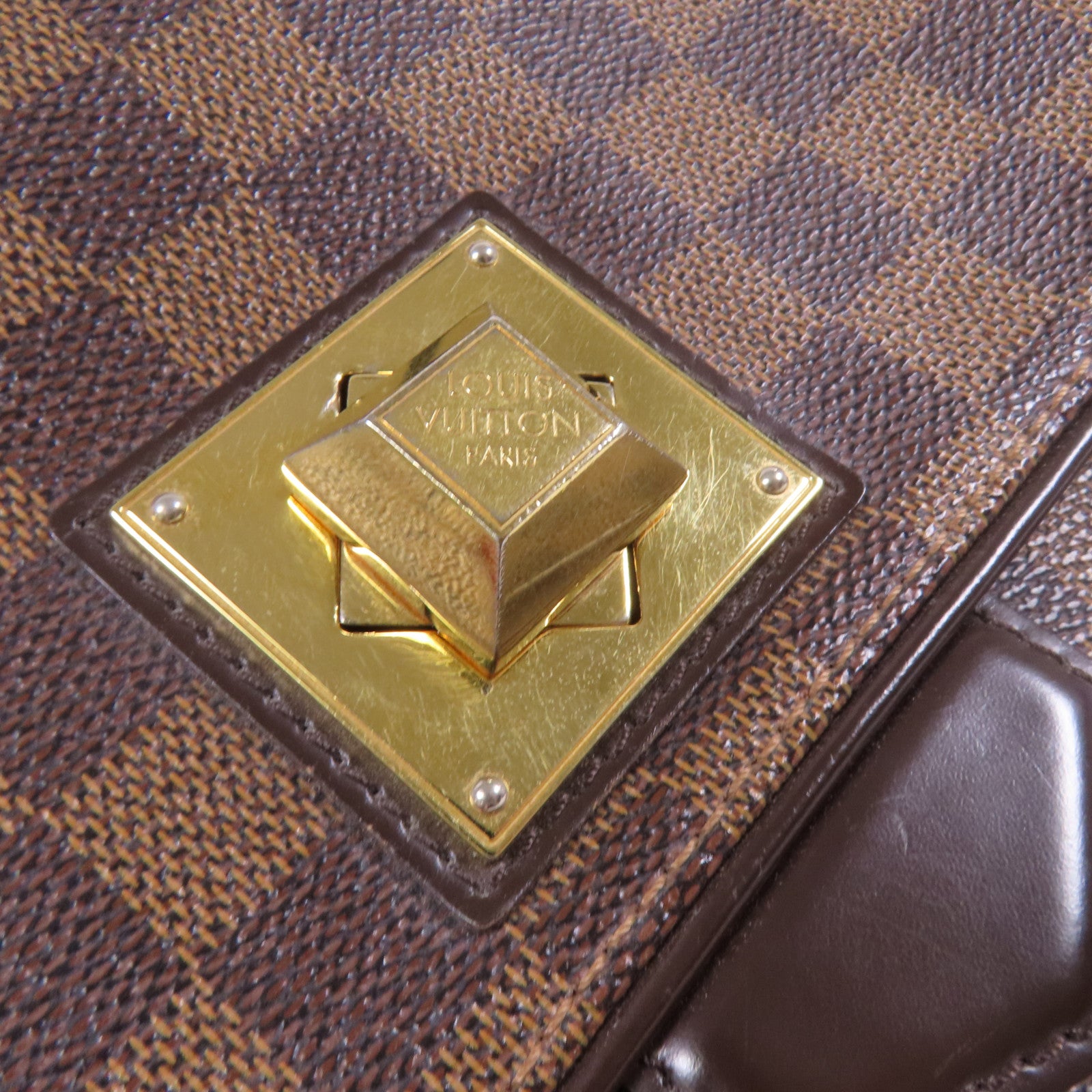 LOUIS VUITTON Damier Bergamo MM金扣手挽肩背兩用袋
