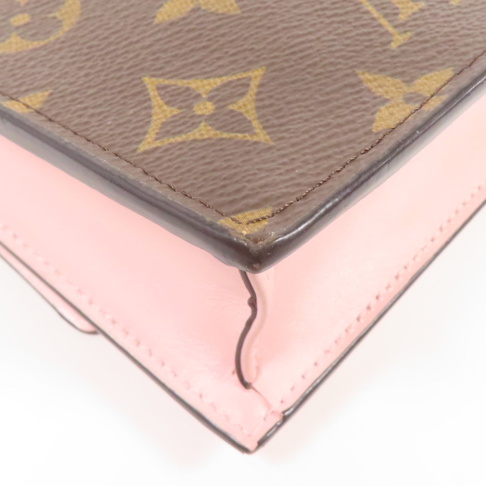 LOUIS VUITTON LV Flore Chain Wallet Shoulder Bag M67405 Monogram Brown Pink