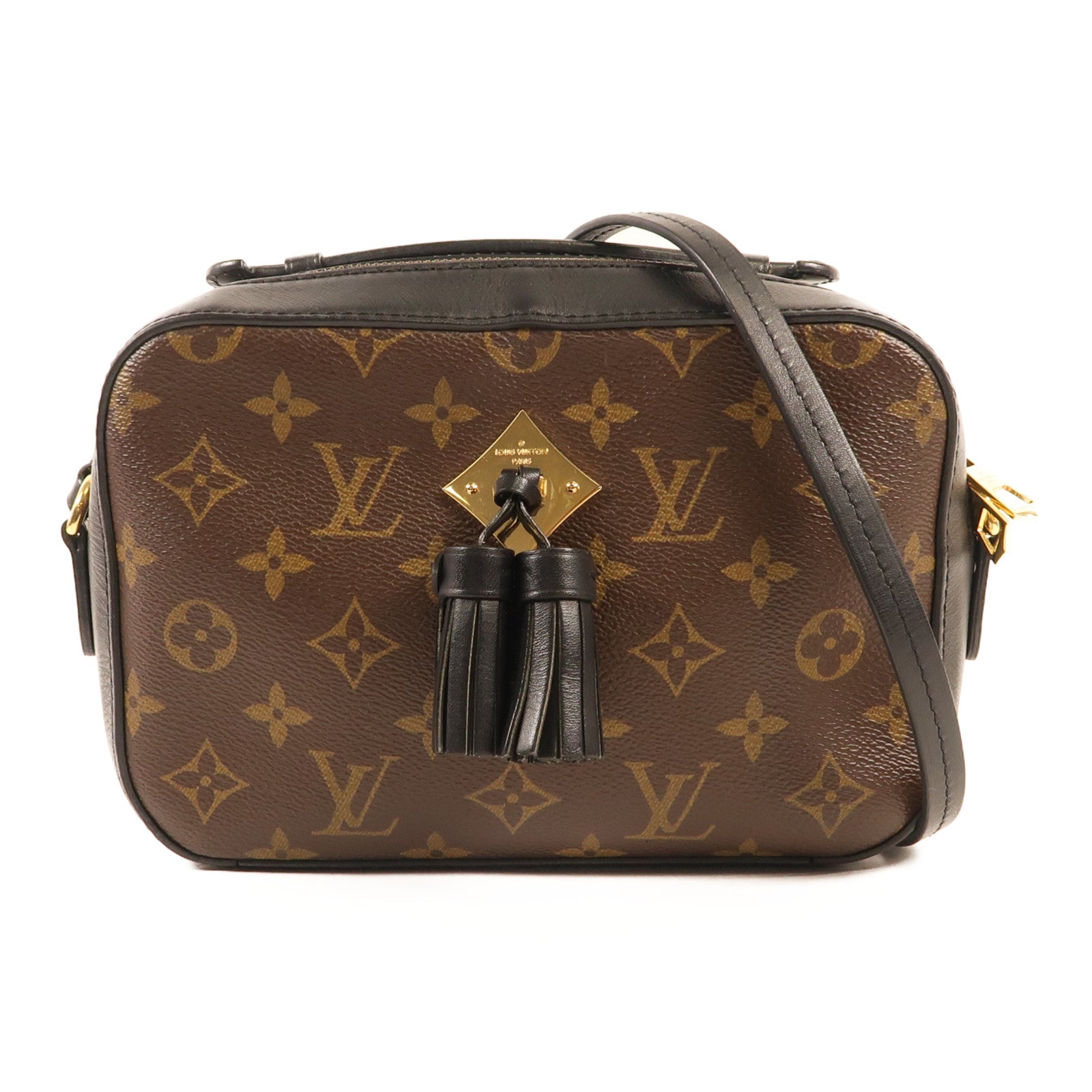 LOUIS VUITTON Monogram Saintonge金扣手挽袋棕色