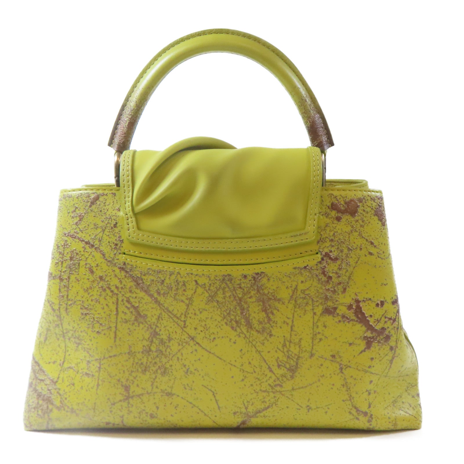 LOUIS VUITTON 【激減優惠】牛皮皮革Kennedy Yanko Artycapucines MM銅扣/金扣手挽肩背兩用袋黃色