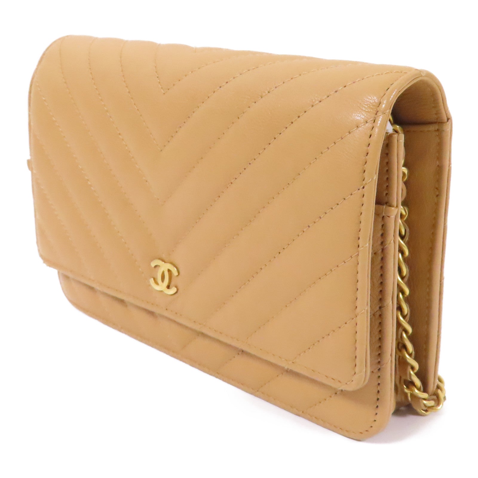 CHANEL 牛皮皮革Wallet On Chain金扣鏈帶肩背袋